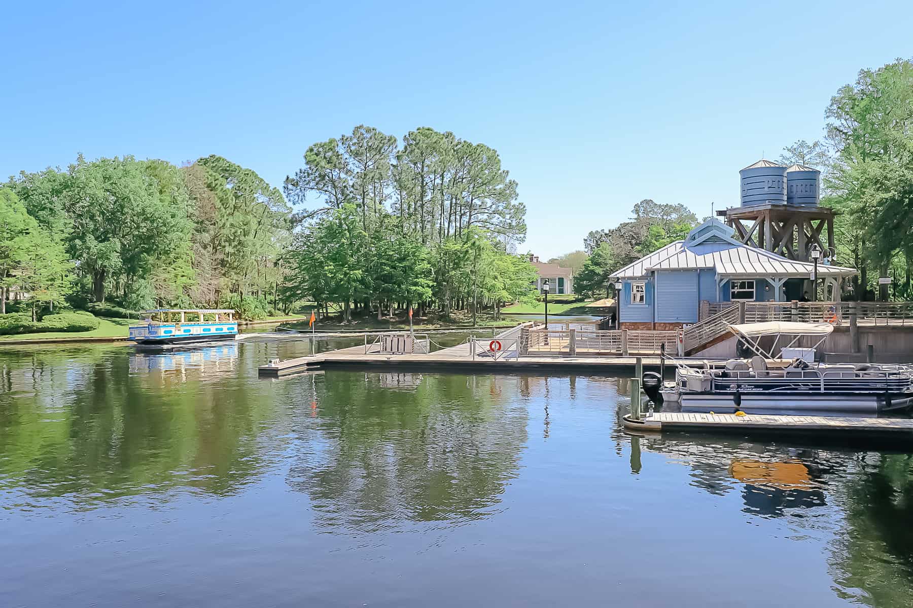 the water taxi boat dock at Port Orleans Riverside 