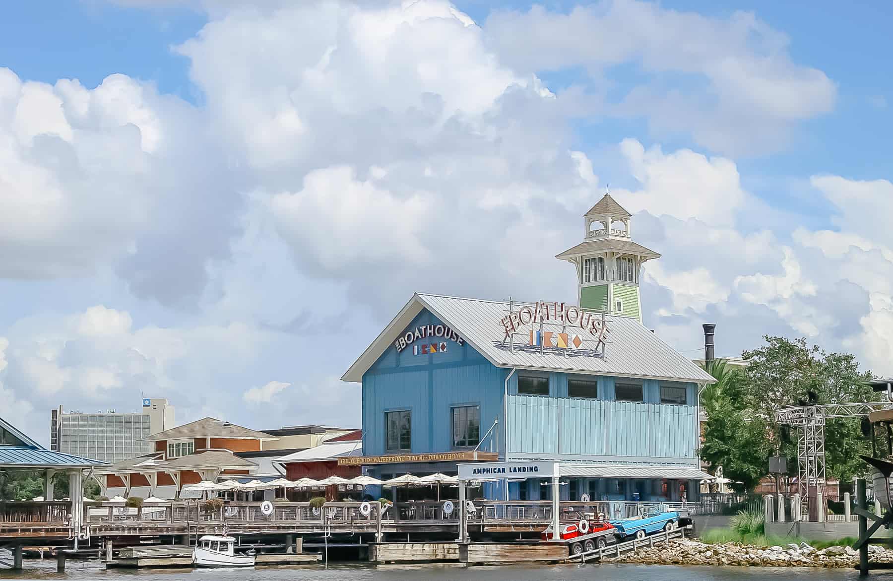 The Boathouse at Disney Springs from the water