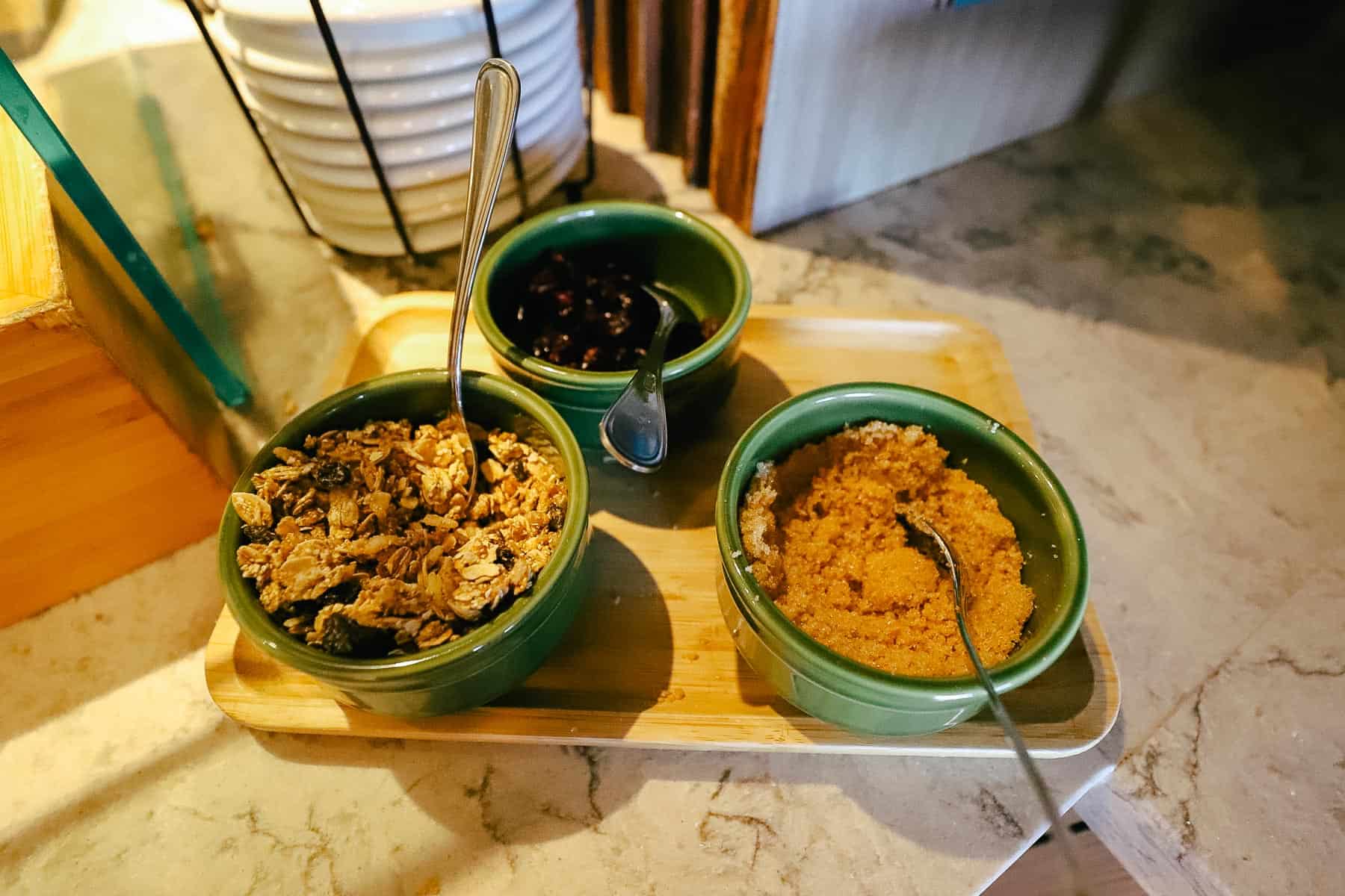 brown sugar, granola, and dried cranberries for oatmeal 