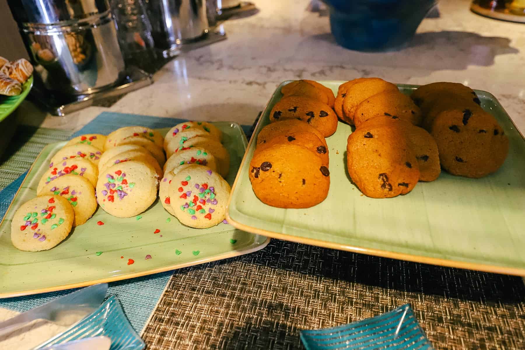 Sugar cookies with Mickey Sprinkles and Chocolate Chip Cookies 