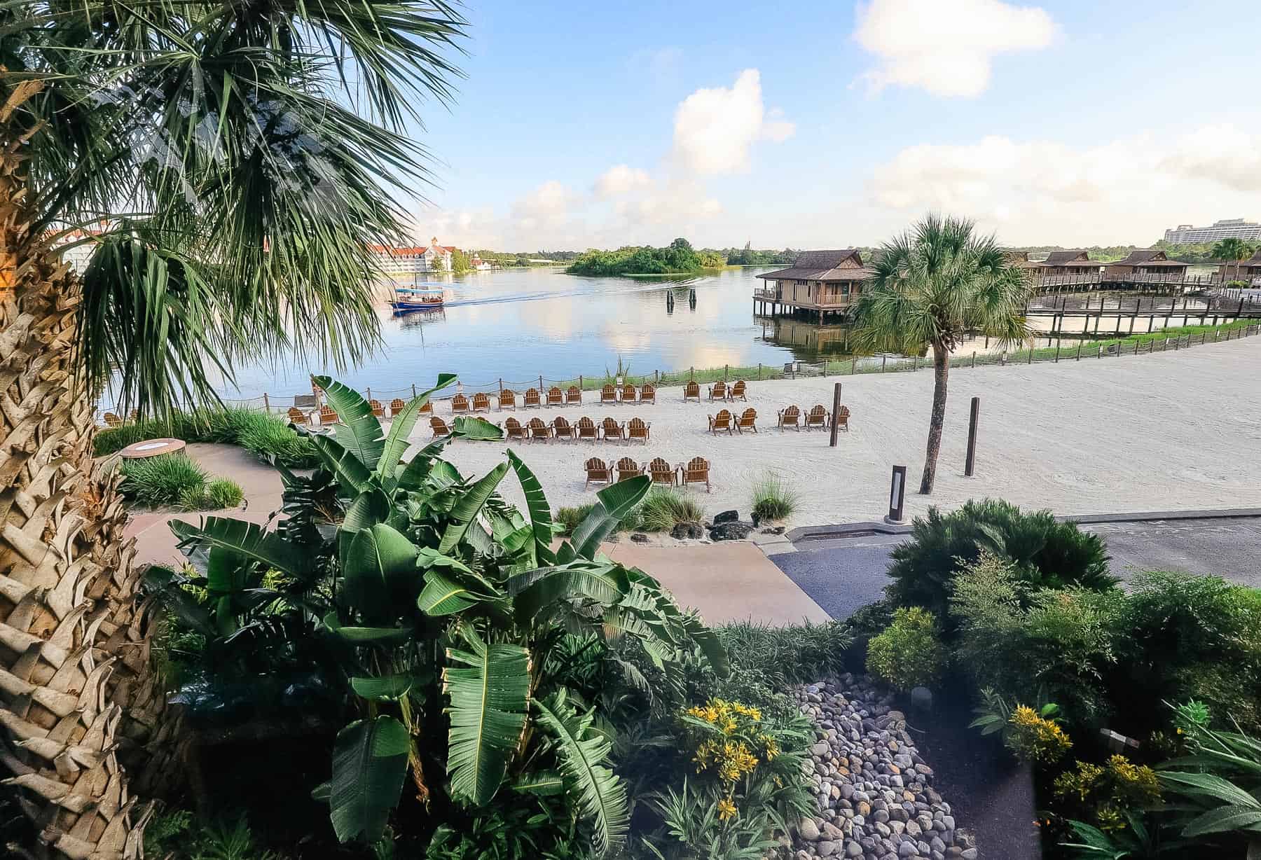 View of Bora Bora Bungalow and a Boat on Seven Seas Lagoon 