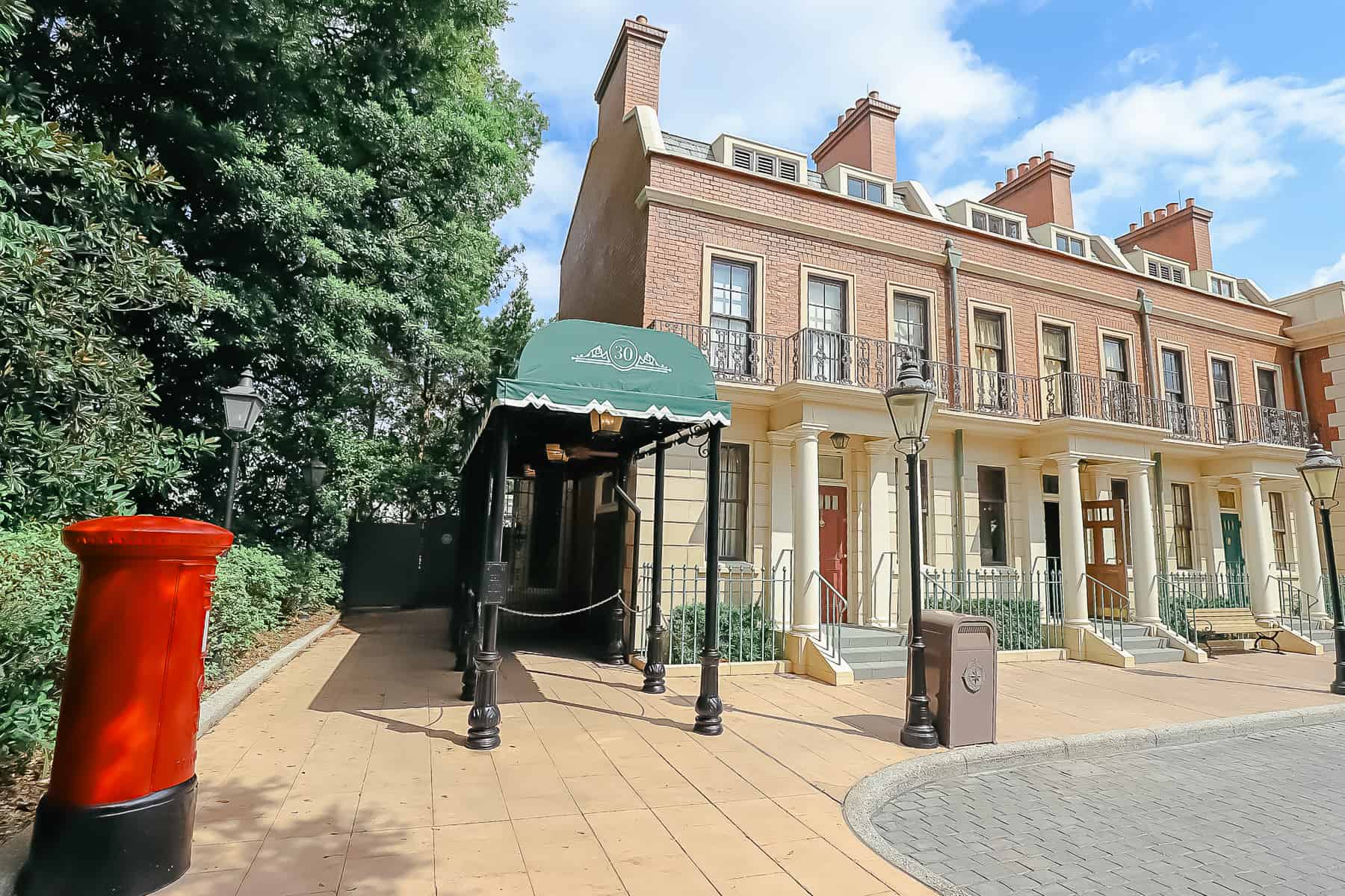 the entrance of Christopher Robin's room with a green awning