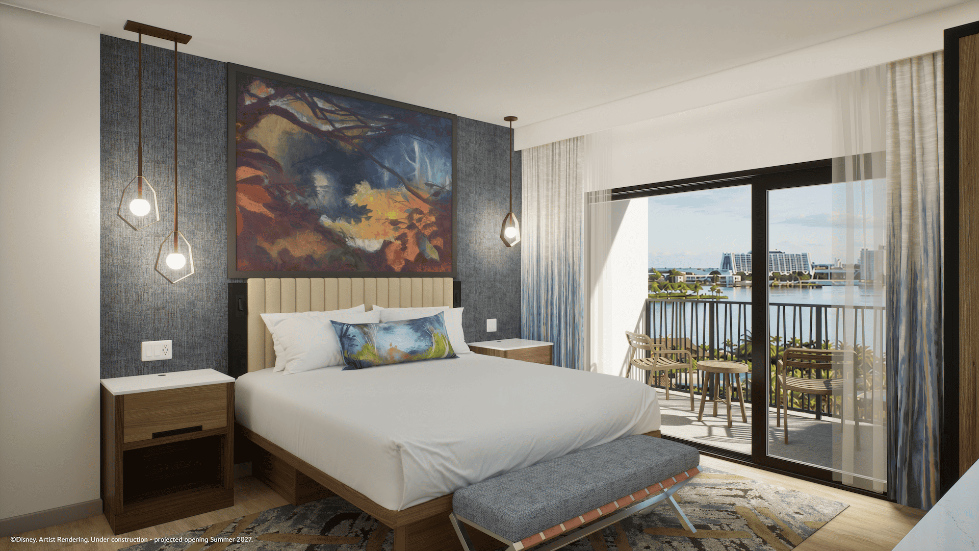 King size bedroom Artist Concept Lakeshore Lodge Disney