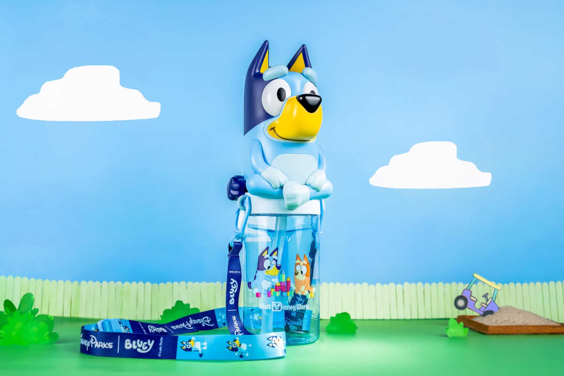 a sipper cup with Bluey on top 