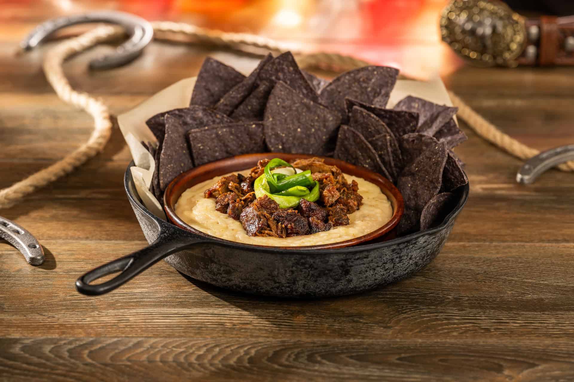Queso Fundido with Barbecue Burnt Ends at Diamond Horseshoe Pop Up