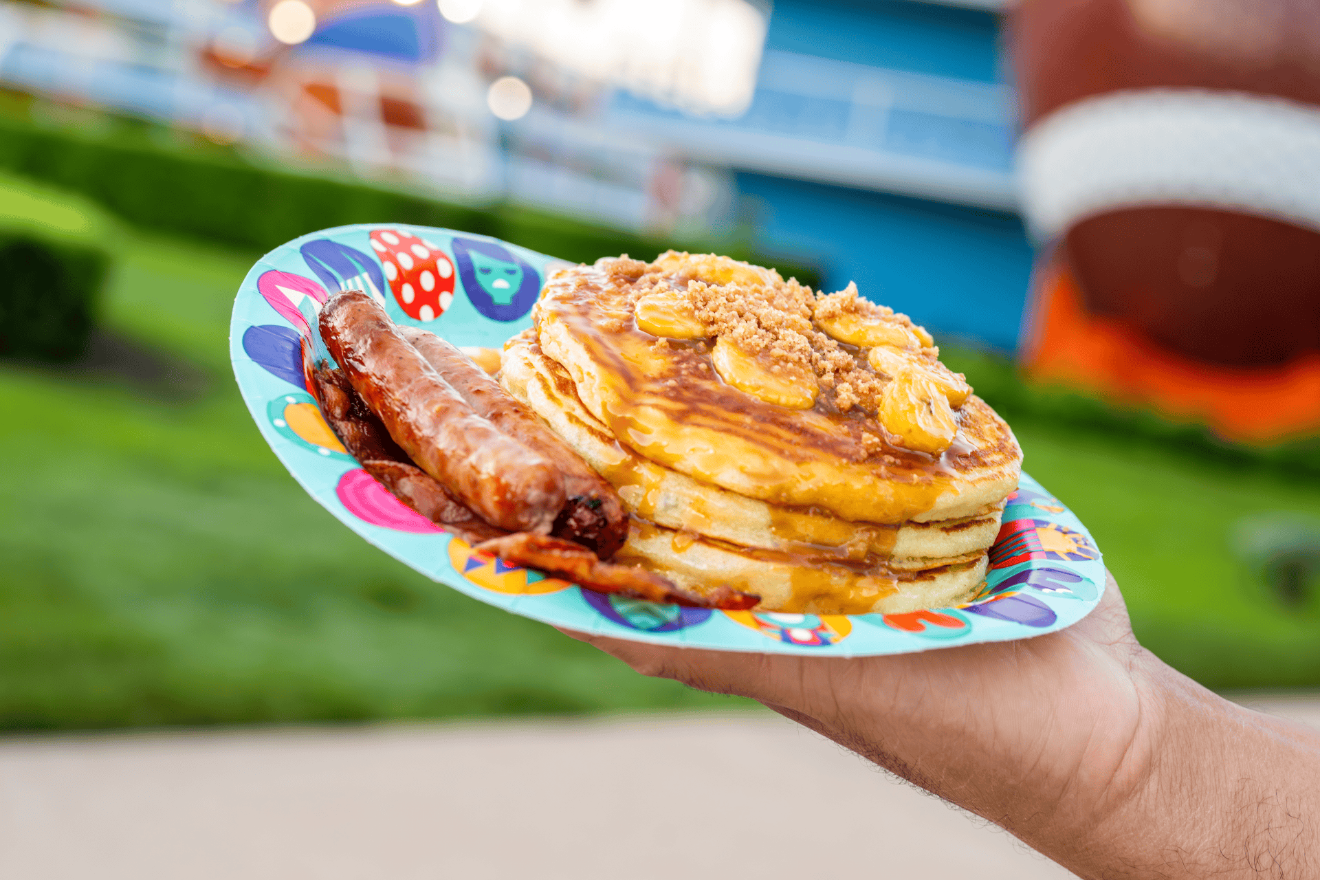 an order of Caramel Banana Pancakes 
