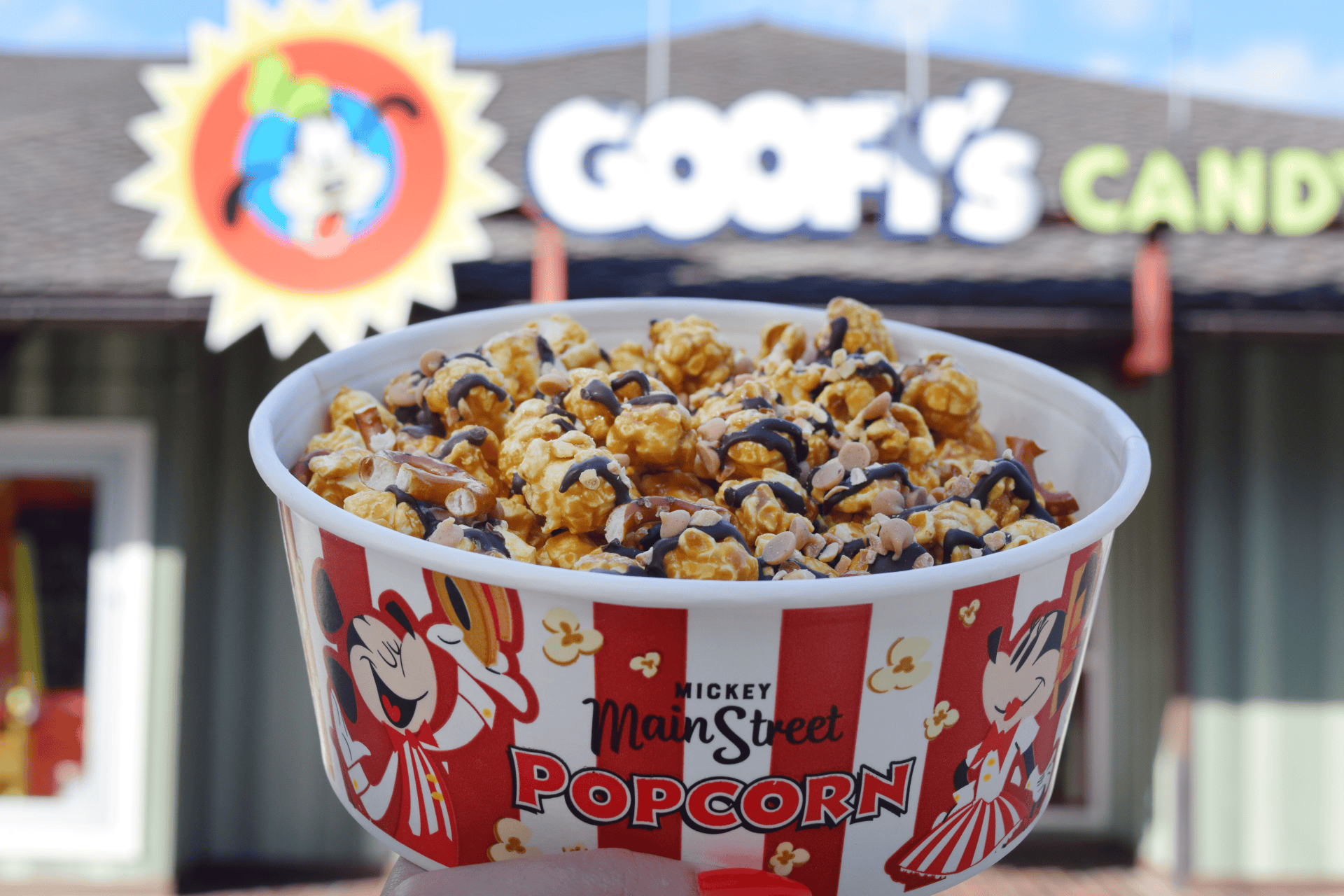 caramel popcorn create your own with chocolate drizzle