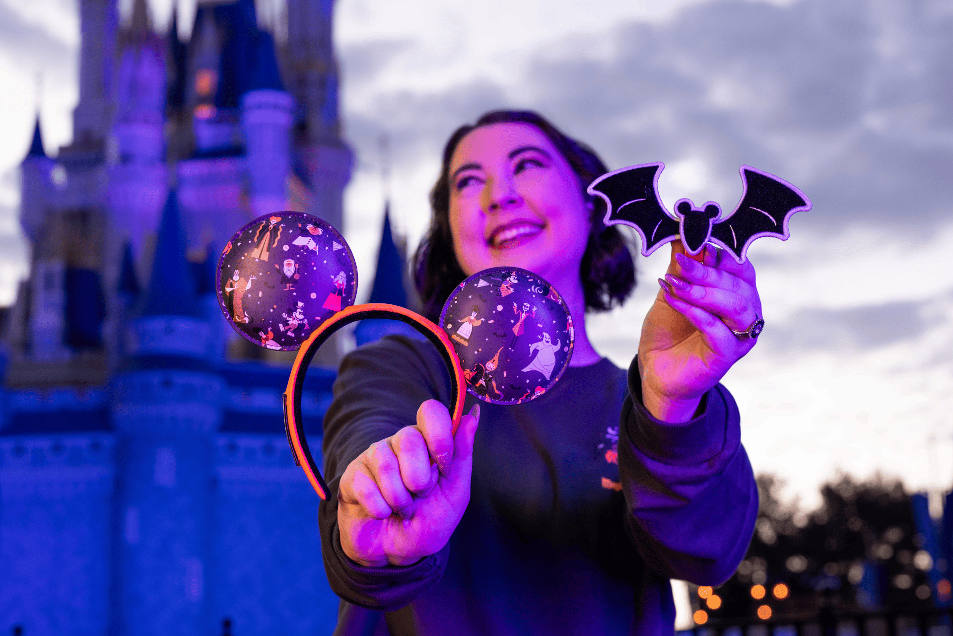 detachable bat on Mickey's Not So Scary Halloween Party ears
