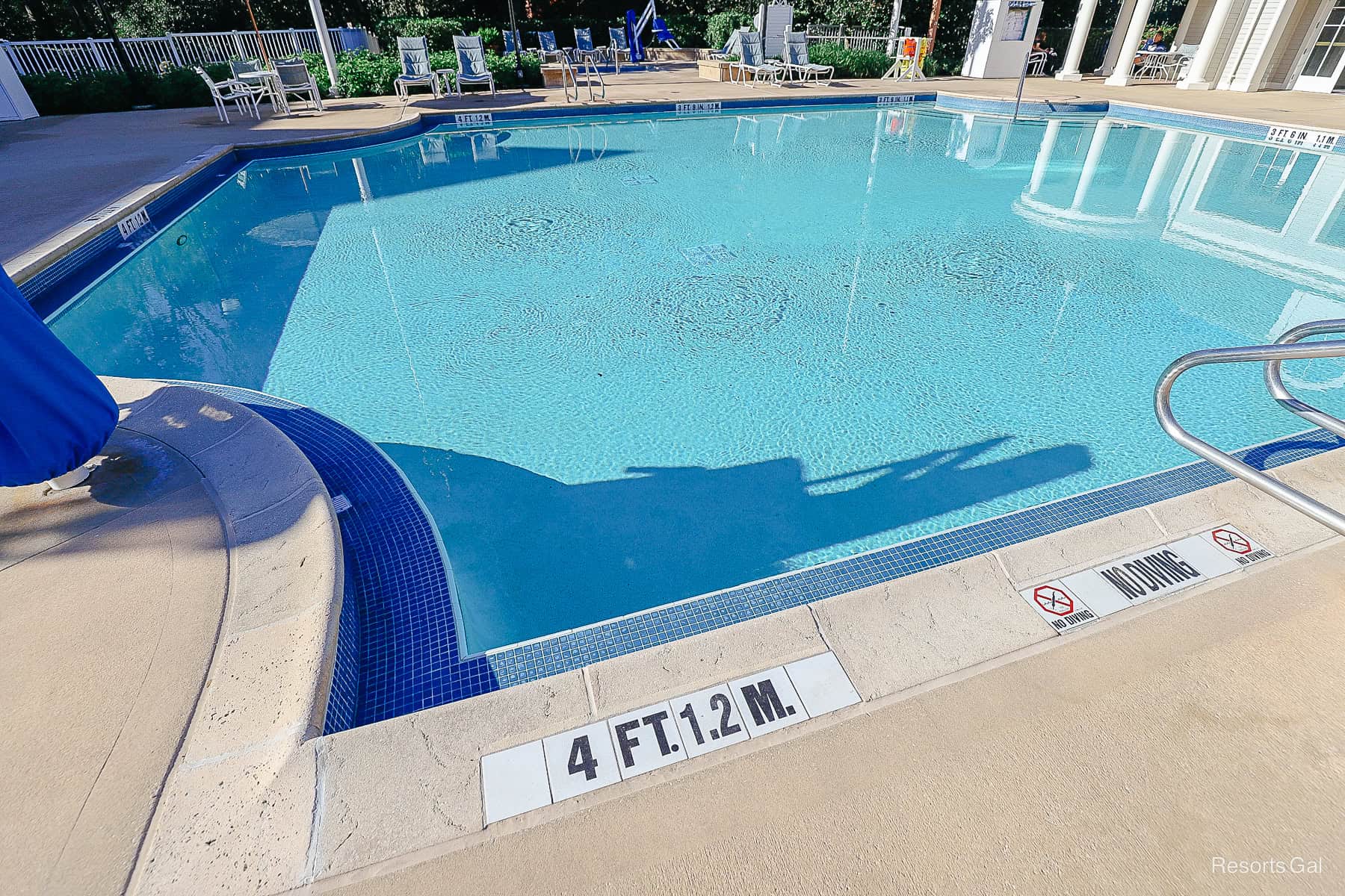 shows the depth market of 4 ft at the Admiral Pool
