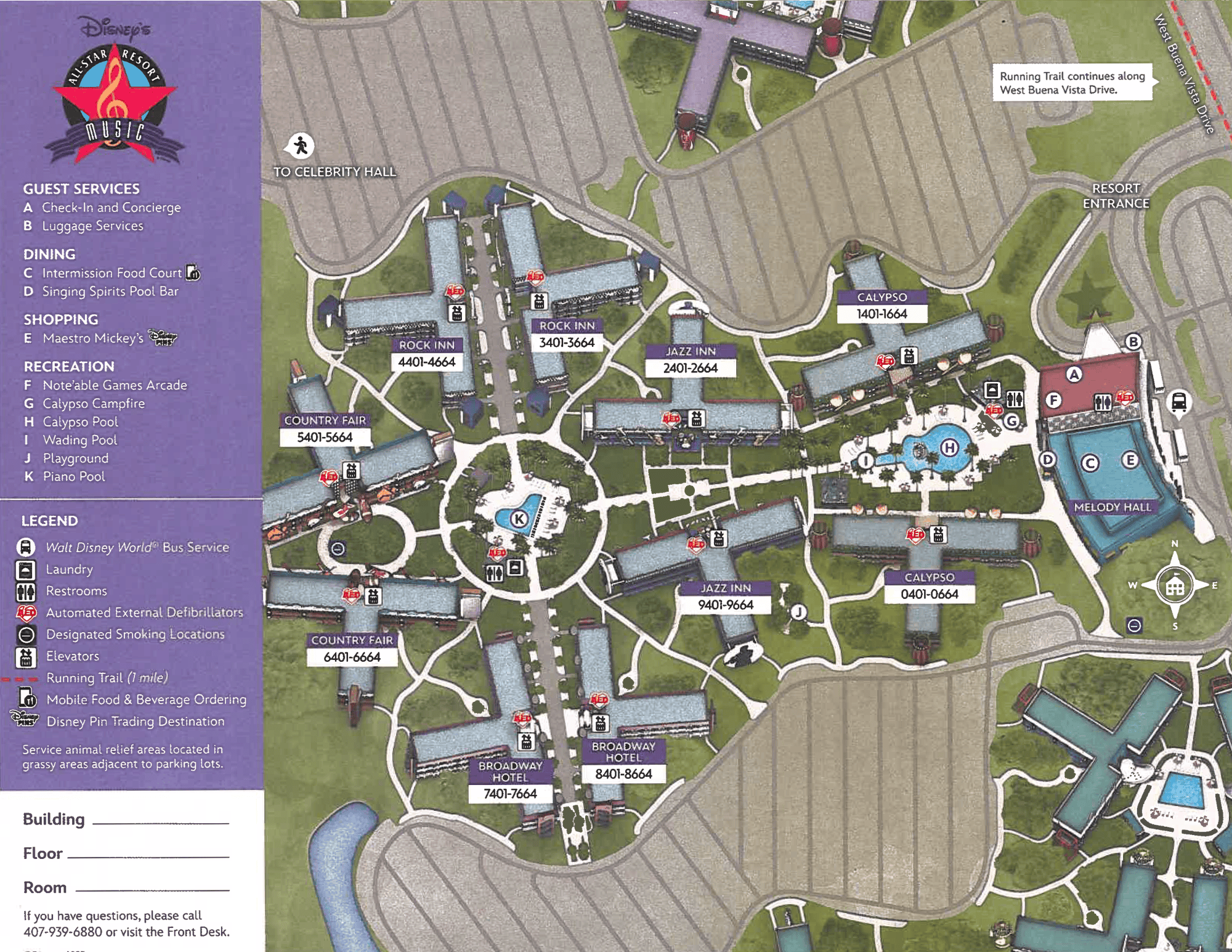 Disney's All-Star Music Resort Map