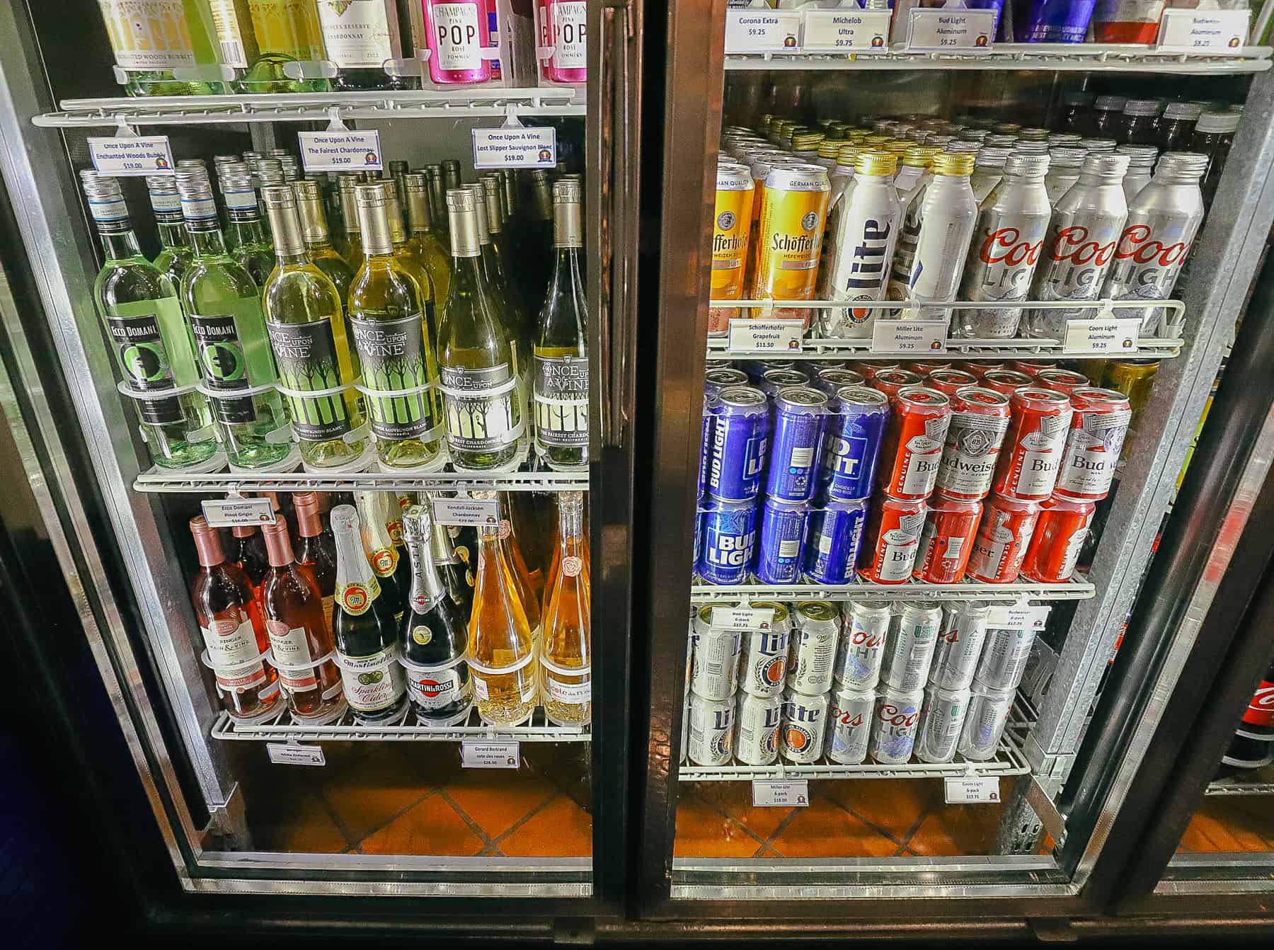 a selection of beer and wine in the gift shop at All-Star Sports 