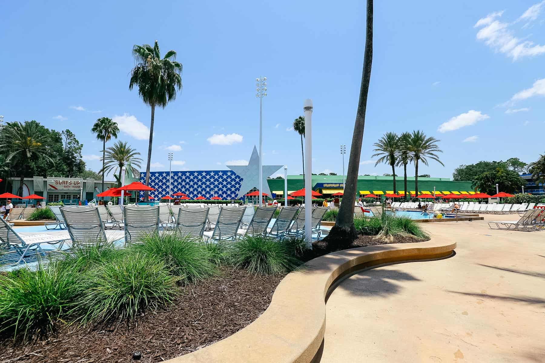 Curbing and other landscaping around the pool at All-Star Sports. 