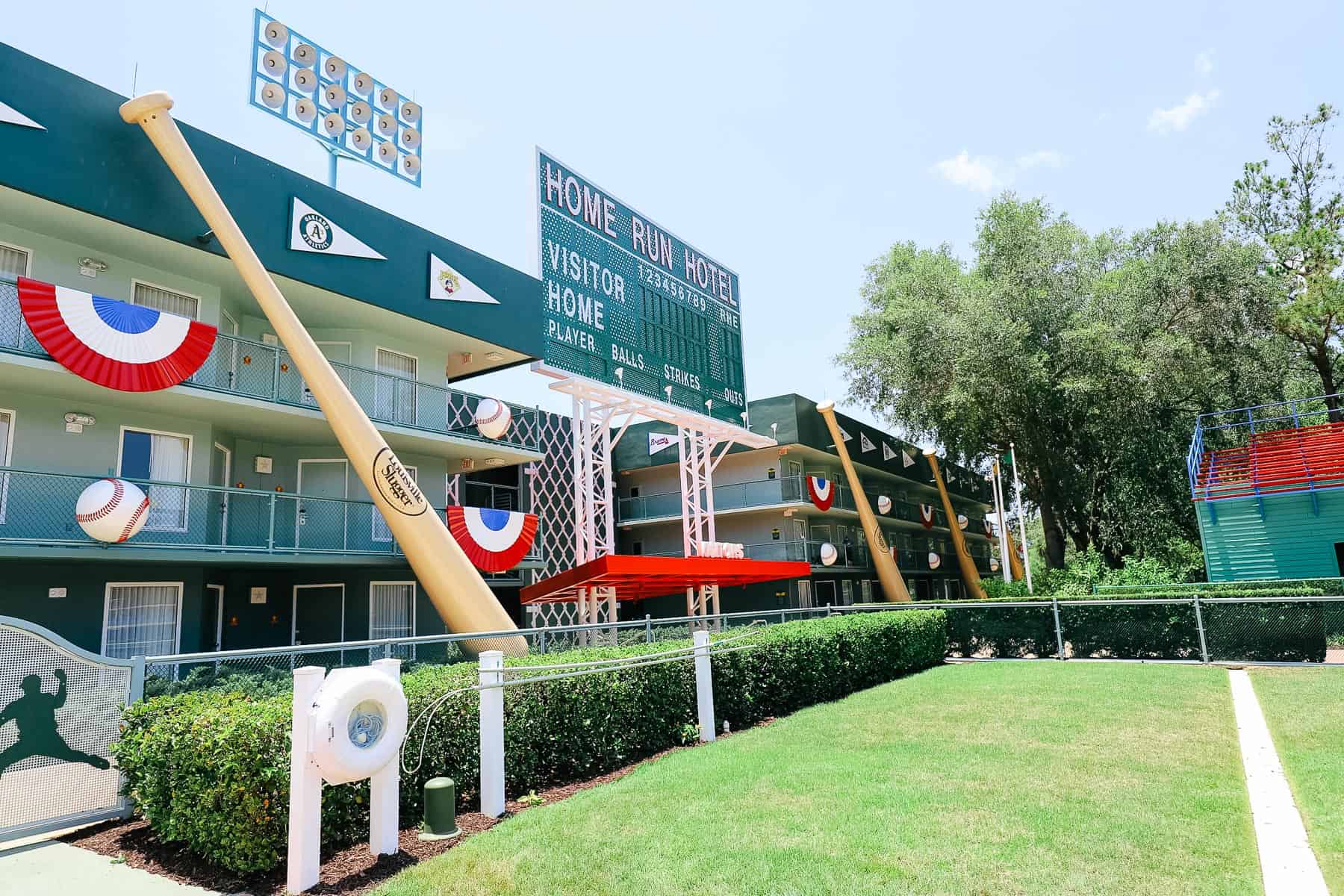 A scoreboard on the hotel section by the Grand Slam Pool. 