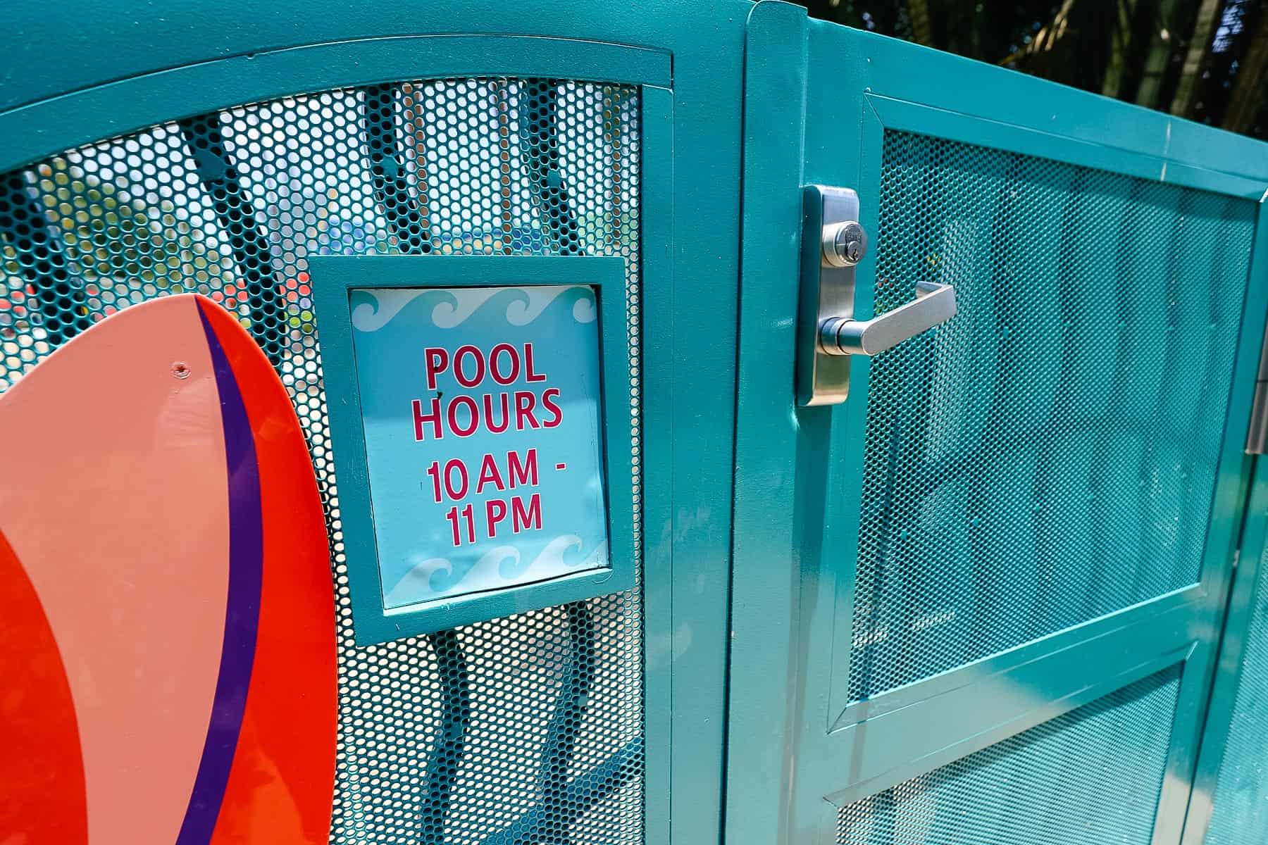 Posted pool hours at Disney's All-Star Sports 