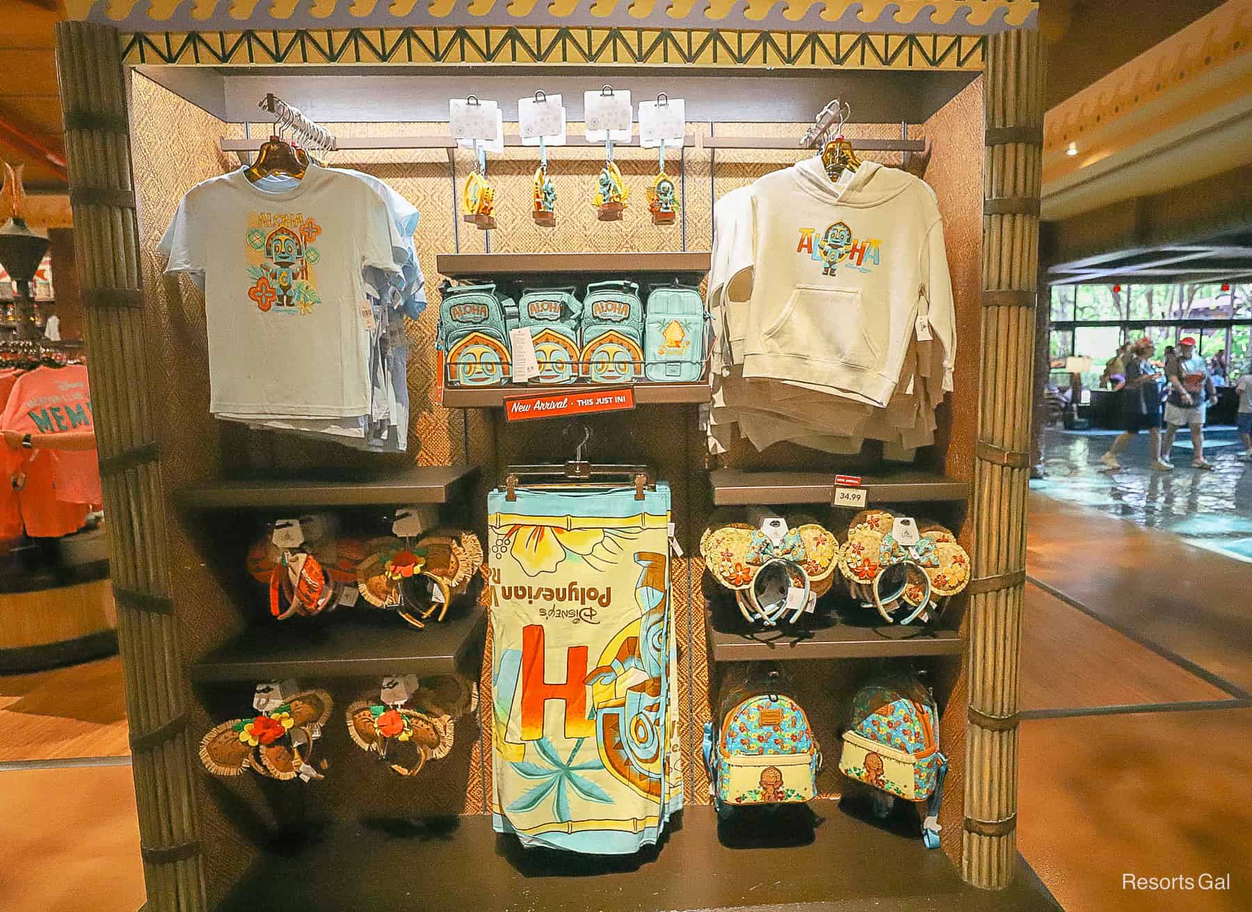 the opposite side of the Polynesian Resort branded merchandise display 