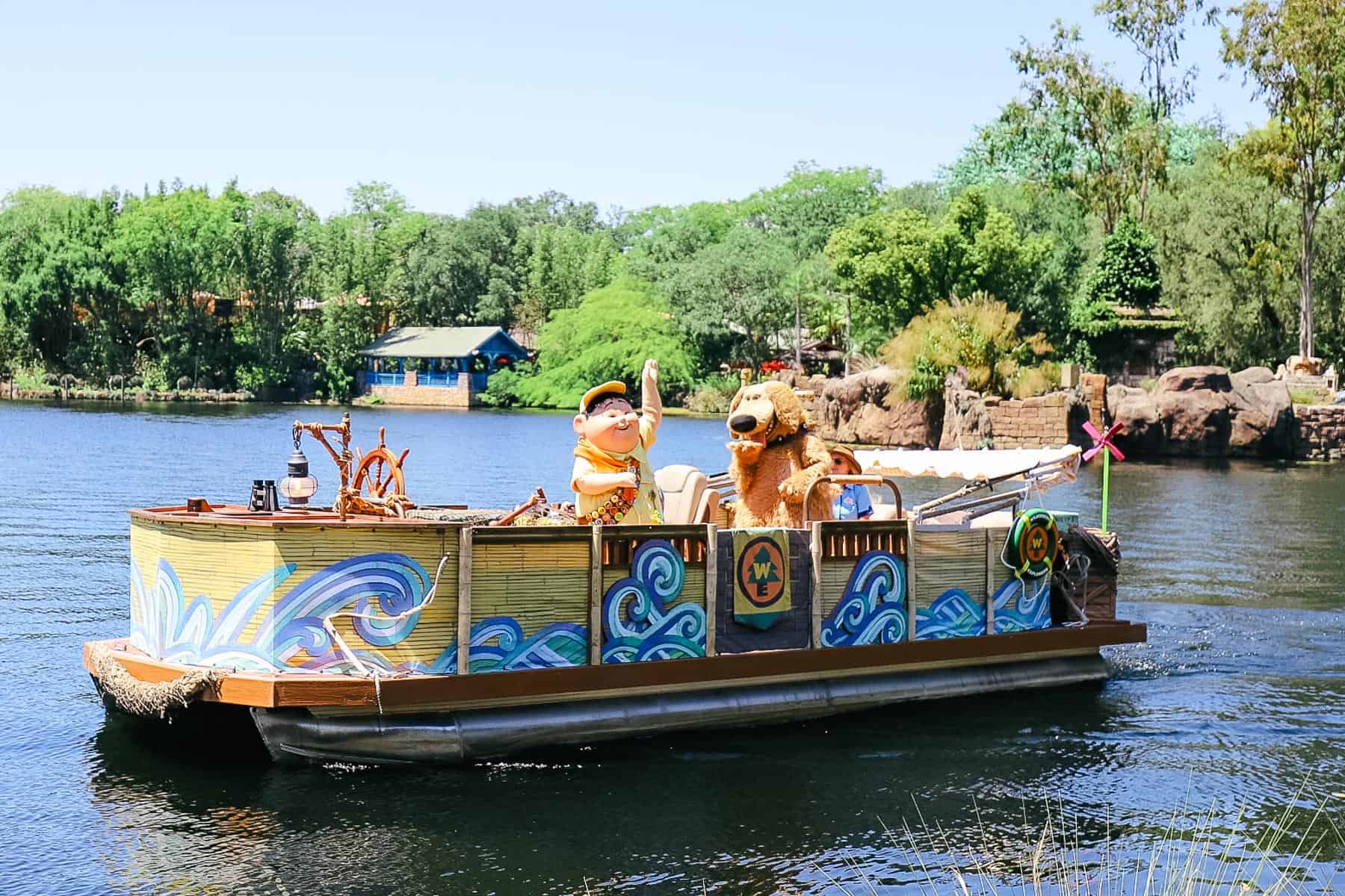 animal kingdom characters dug with russell Dug and Russell from Up on a boat