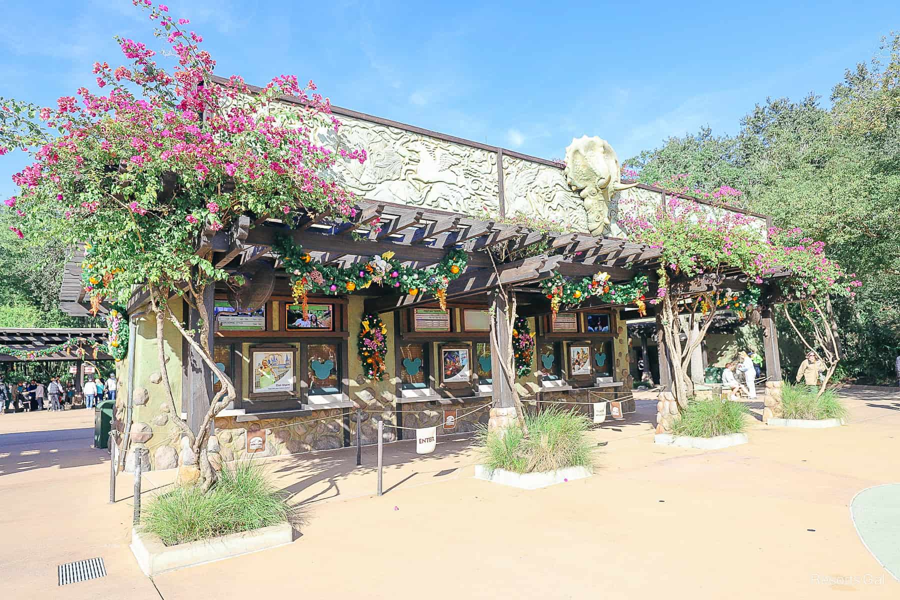 the ticket booth decorated at Disney's Animal Kingdom