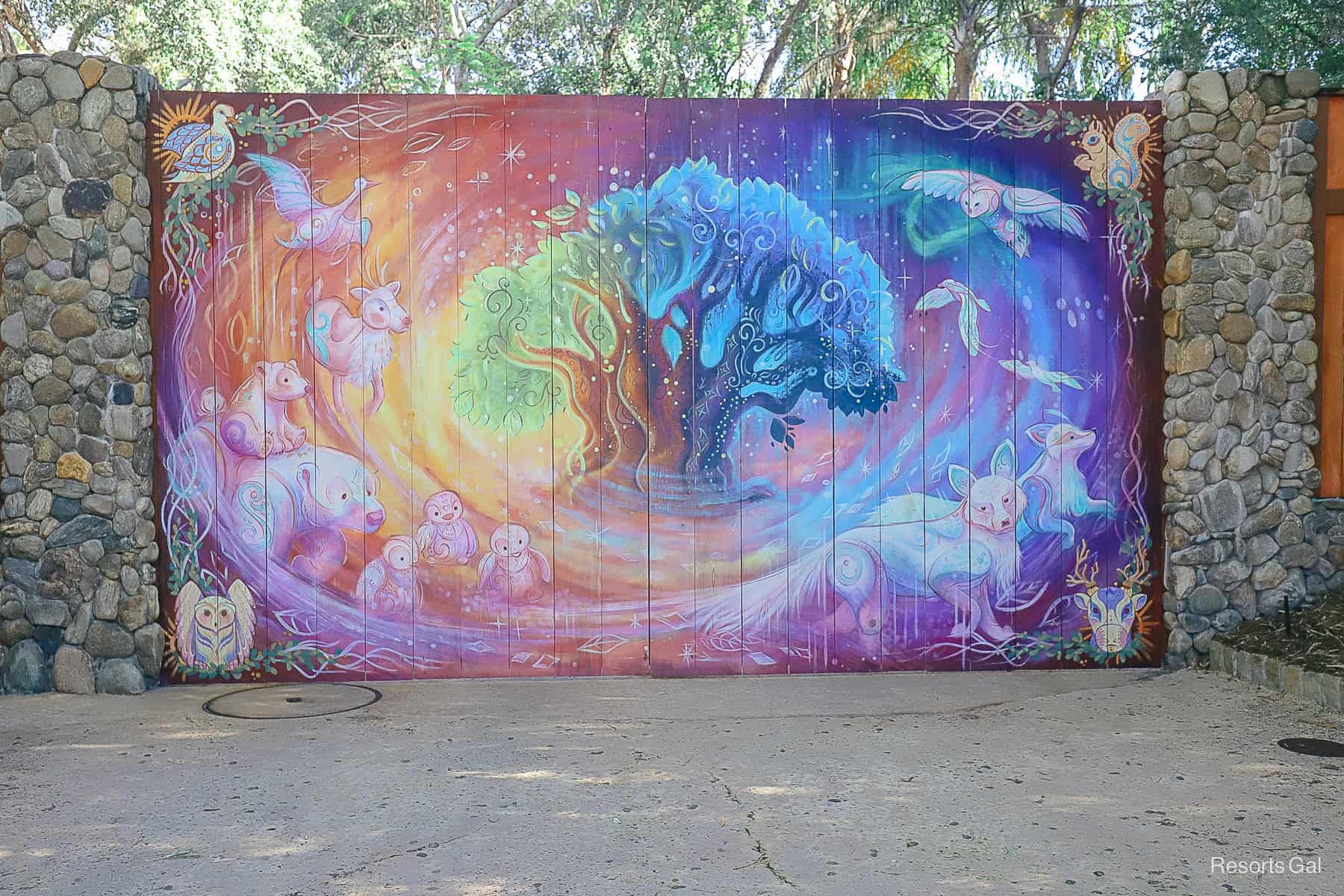 a mural of Christmas represented at Disney's Animal Kingdom
