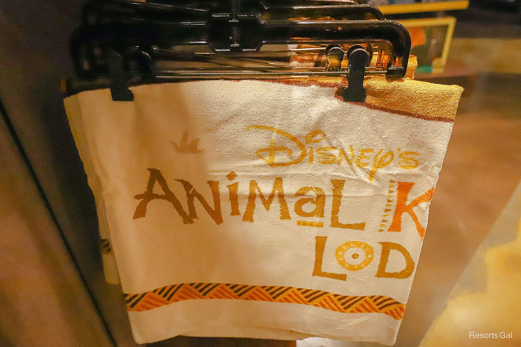 a towel with Disney's Animal Kingdom Lodge print 