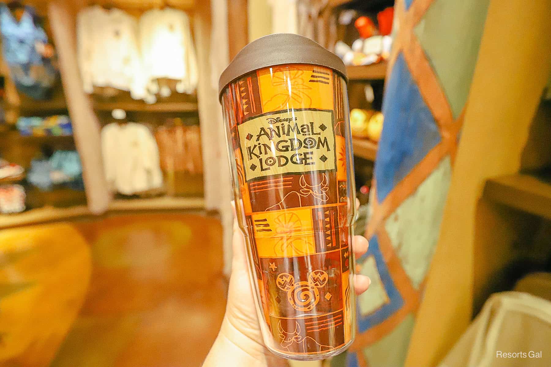 a Tervis tumbler with the Animal Kingdom Lodge logo 