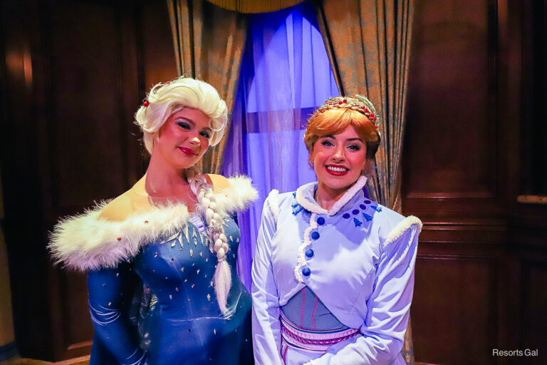 Meet Anna and Elsa in Holiday Attire at Mickey’s Very Merry Christmas Party