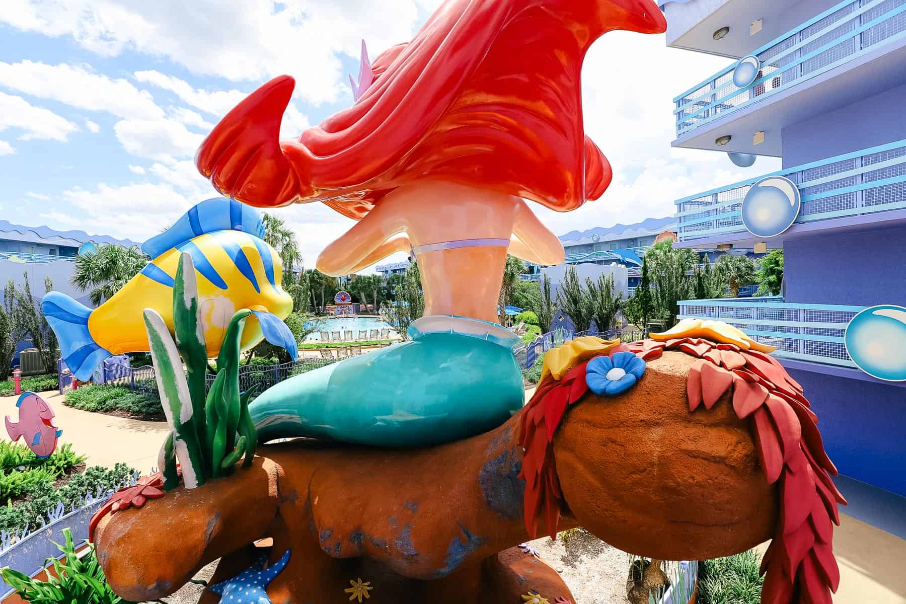 Back of the Ariel statue at Disney's Art of Animation 