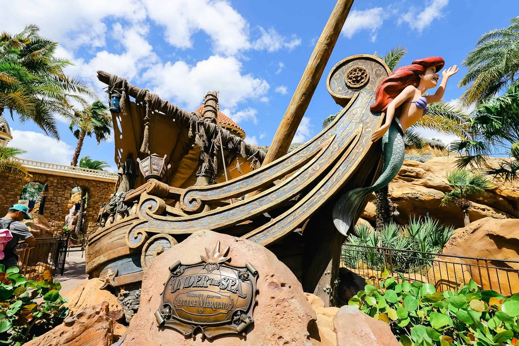 A hand-carved Ariel is attached to the front of the ship. 
