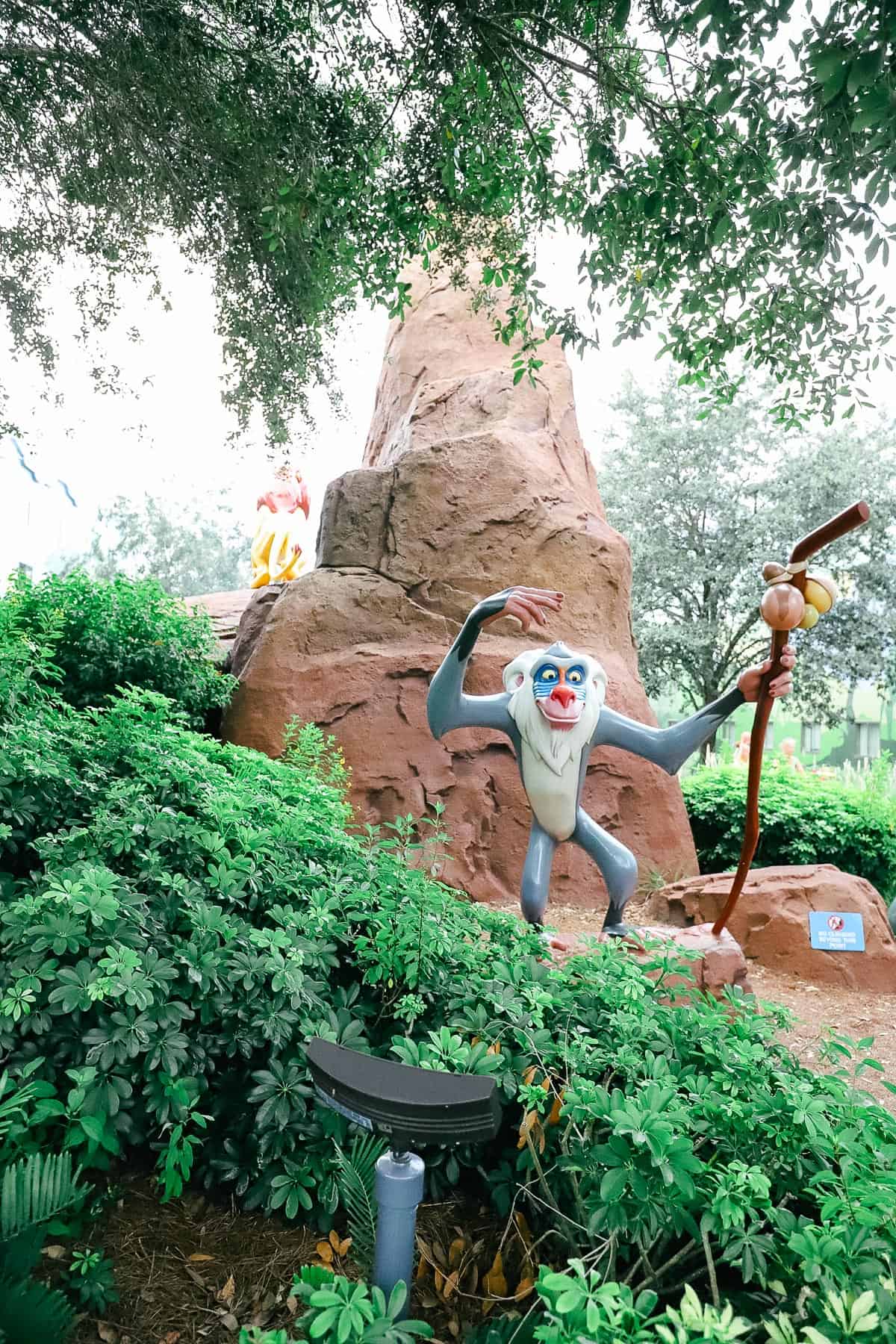 Rafiki is on the lookout for guests in The Lion King section of Art of Animation. 
