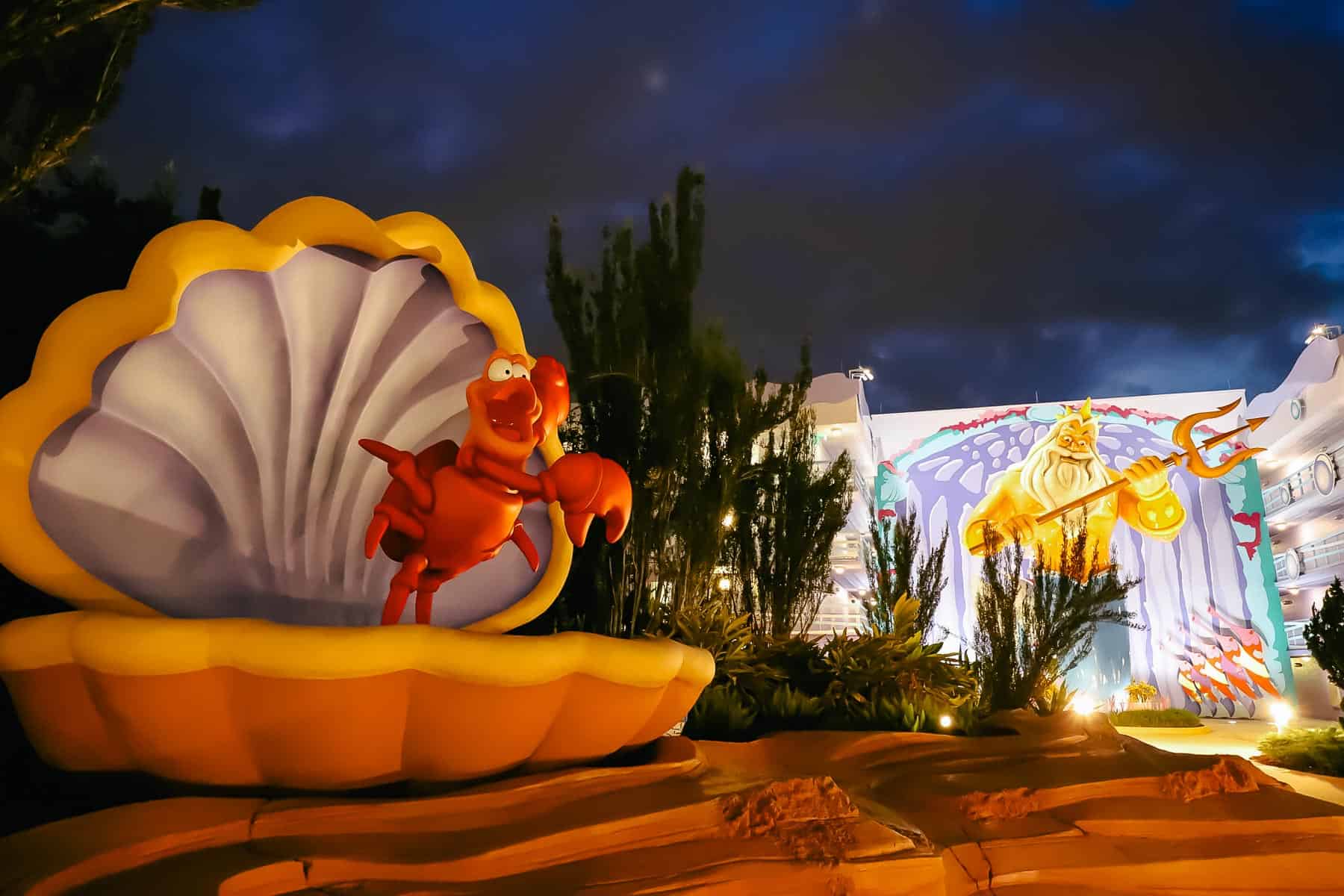 perspective with Sebastian and King Triton in the background 