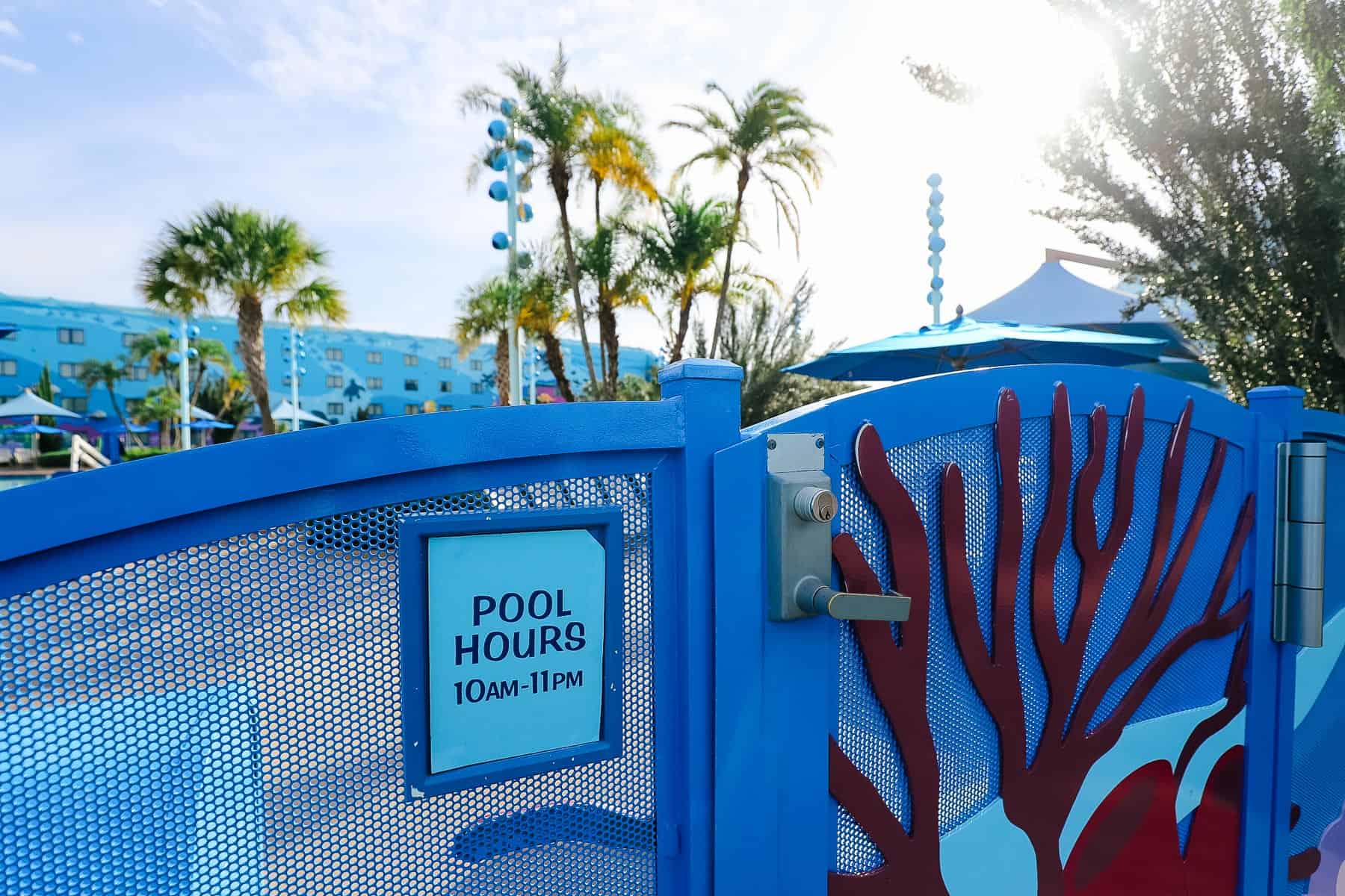 Posted pool hours at Disney's Art of Animation 