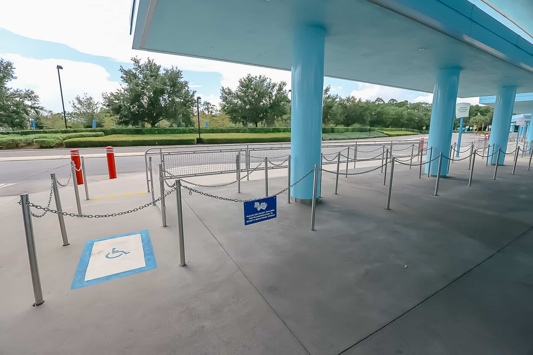 a handicap waiting area for the bus at Art of Animation 