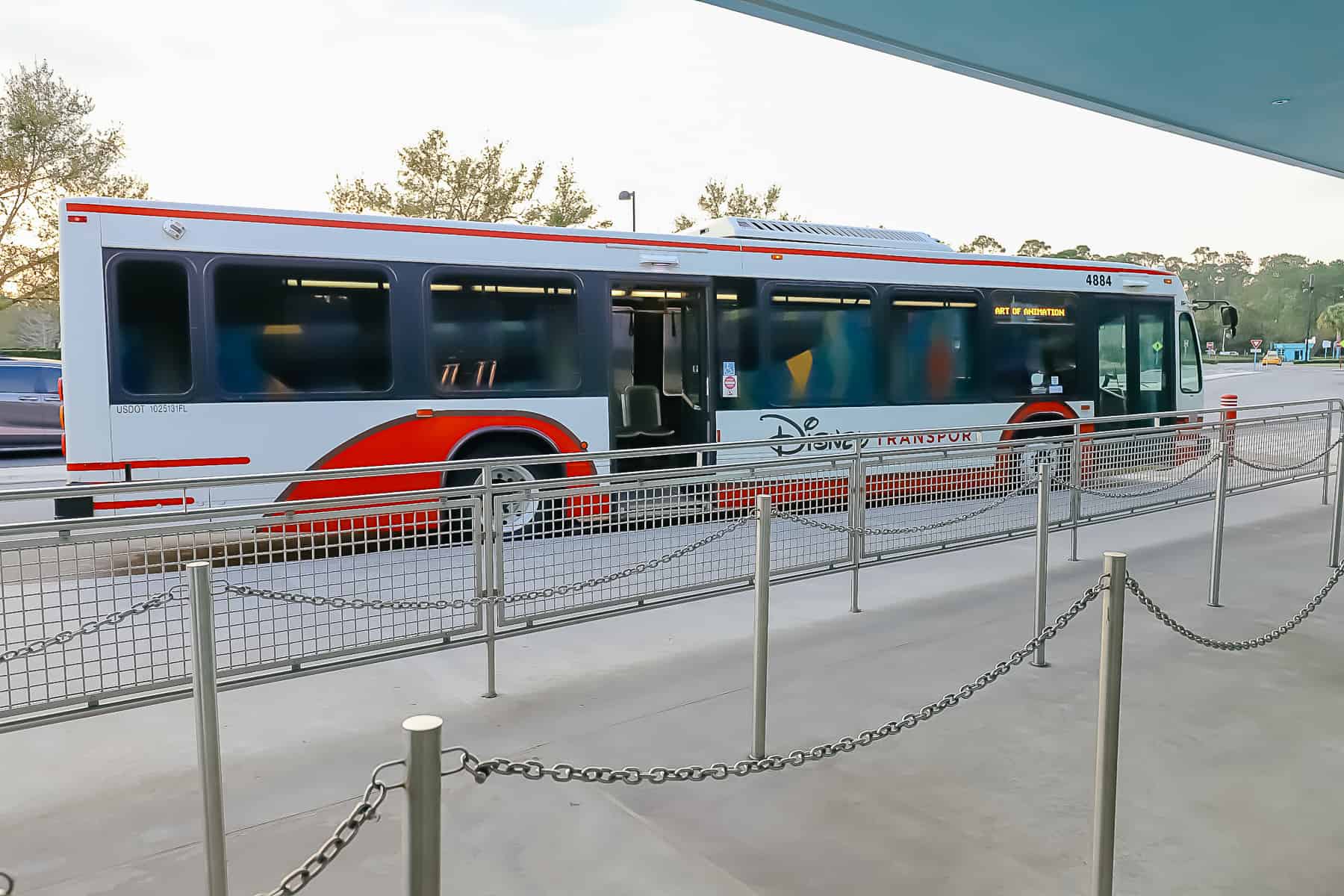 bus waiting to pick up guests at Art of Animation 