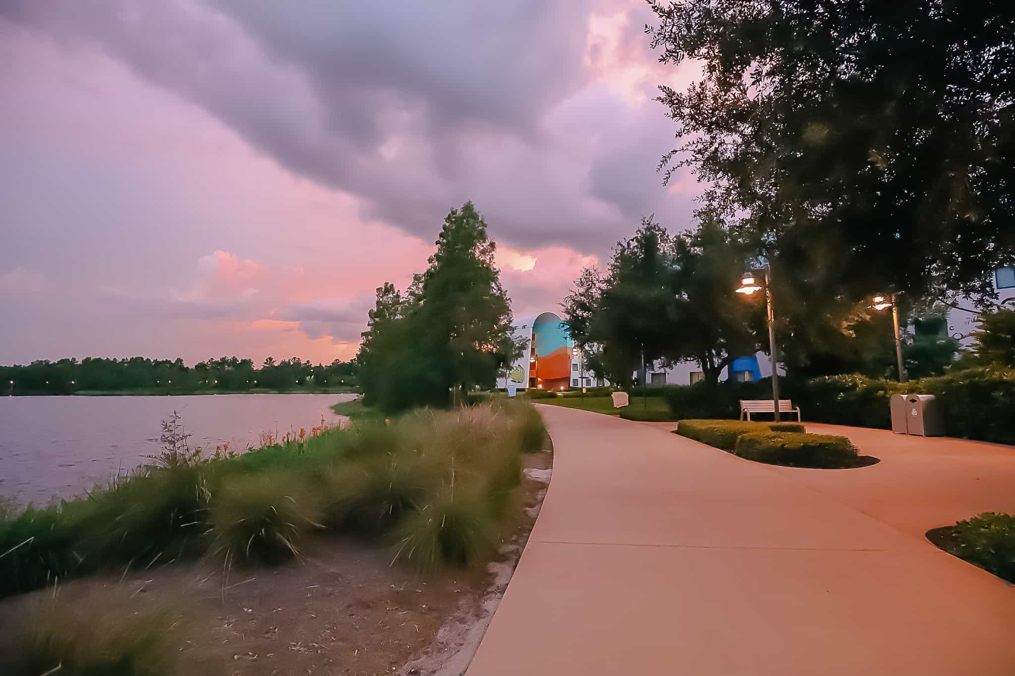 walkway at Art of Animation during sunset