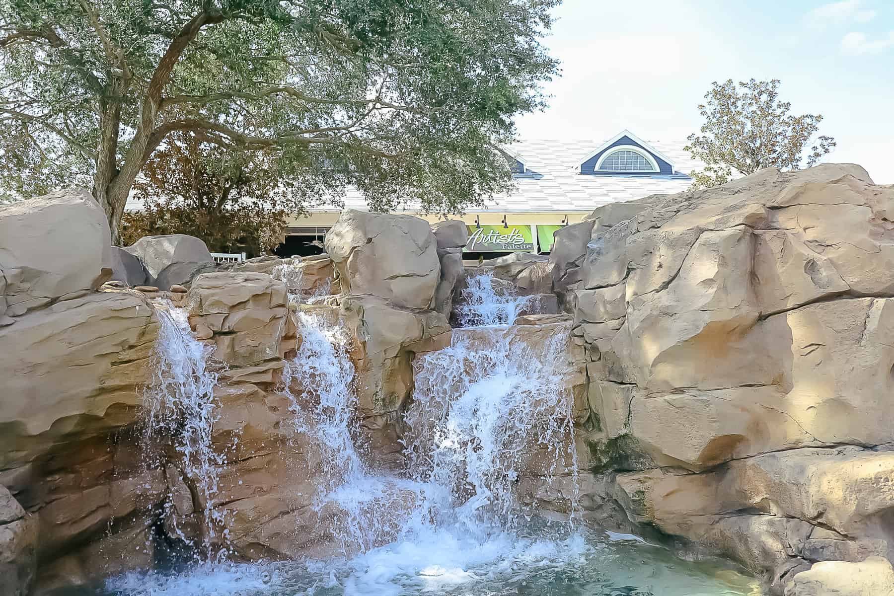 waterfalls with the Artist's Palette sign behind it 