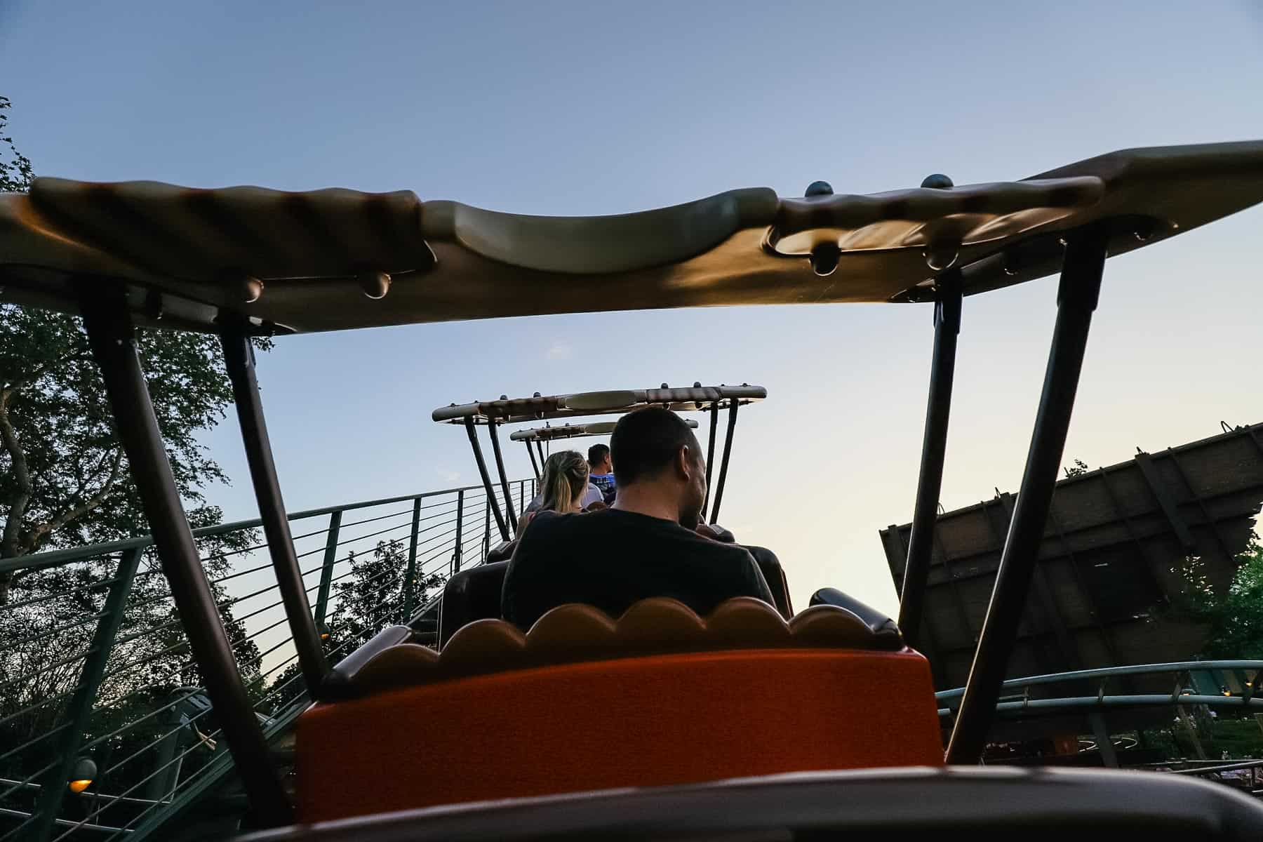 Ascending the first hill on Goofy's Barnstormer 