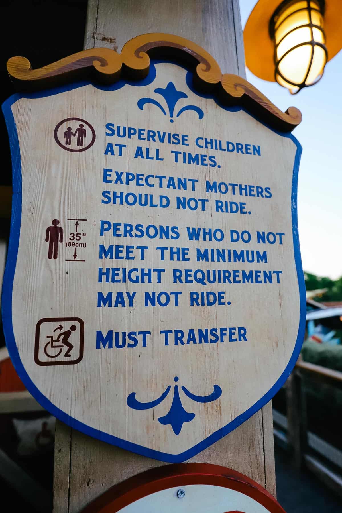 The listed height restriction of 35" for guests riding the Barnstormer.