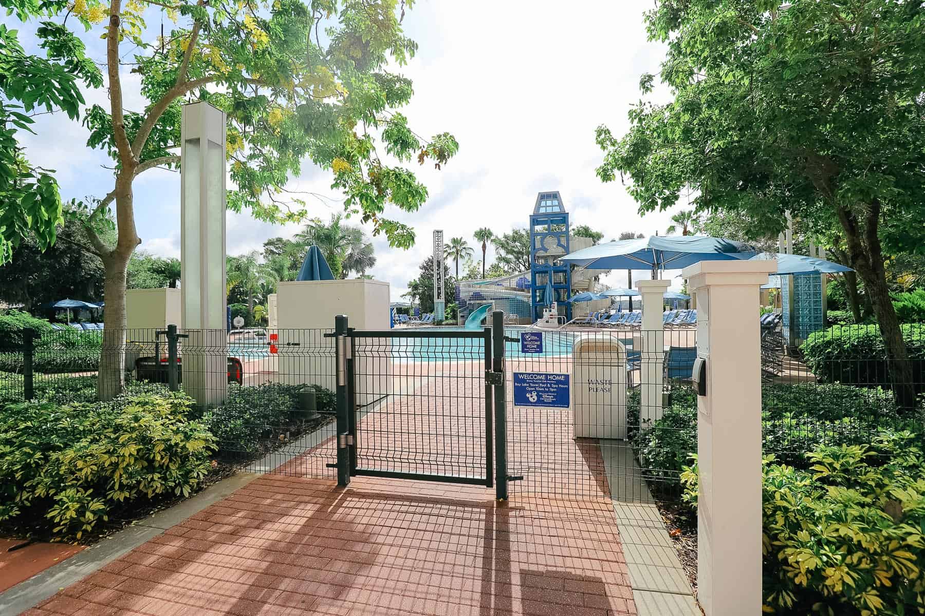 a gated entrance with a MagicBand reader for the Bay Cove Pool at Bay Lake Tower 