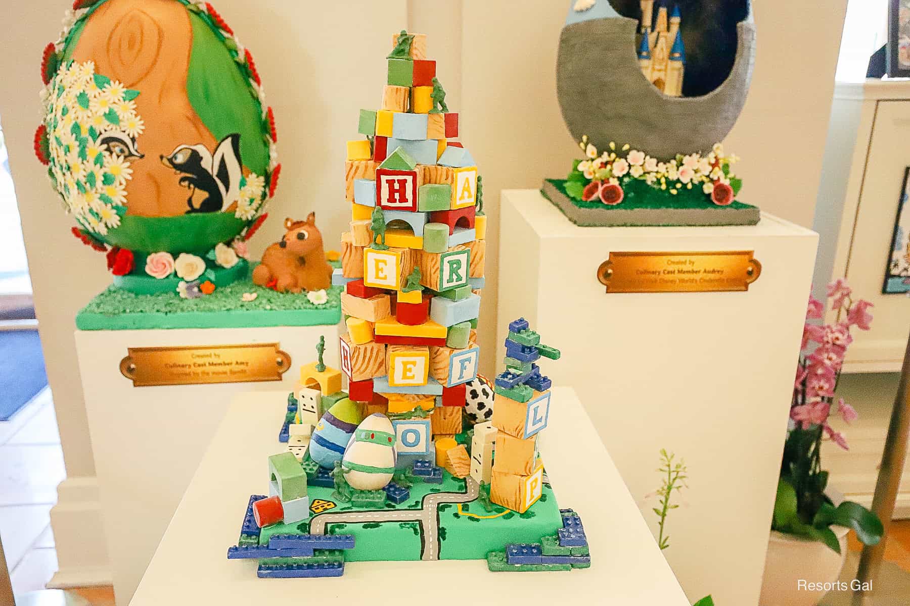 a closeup of the Toy Story themed Easter Egg at the Beach Club 