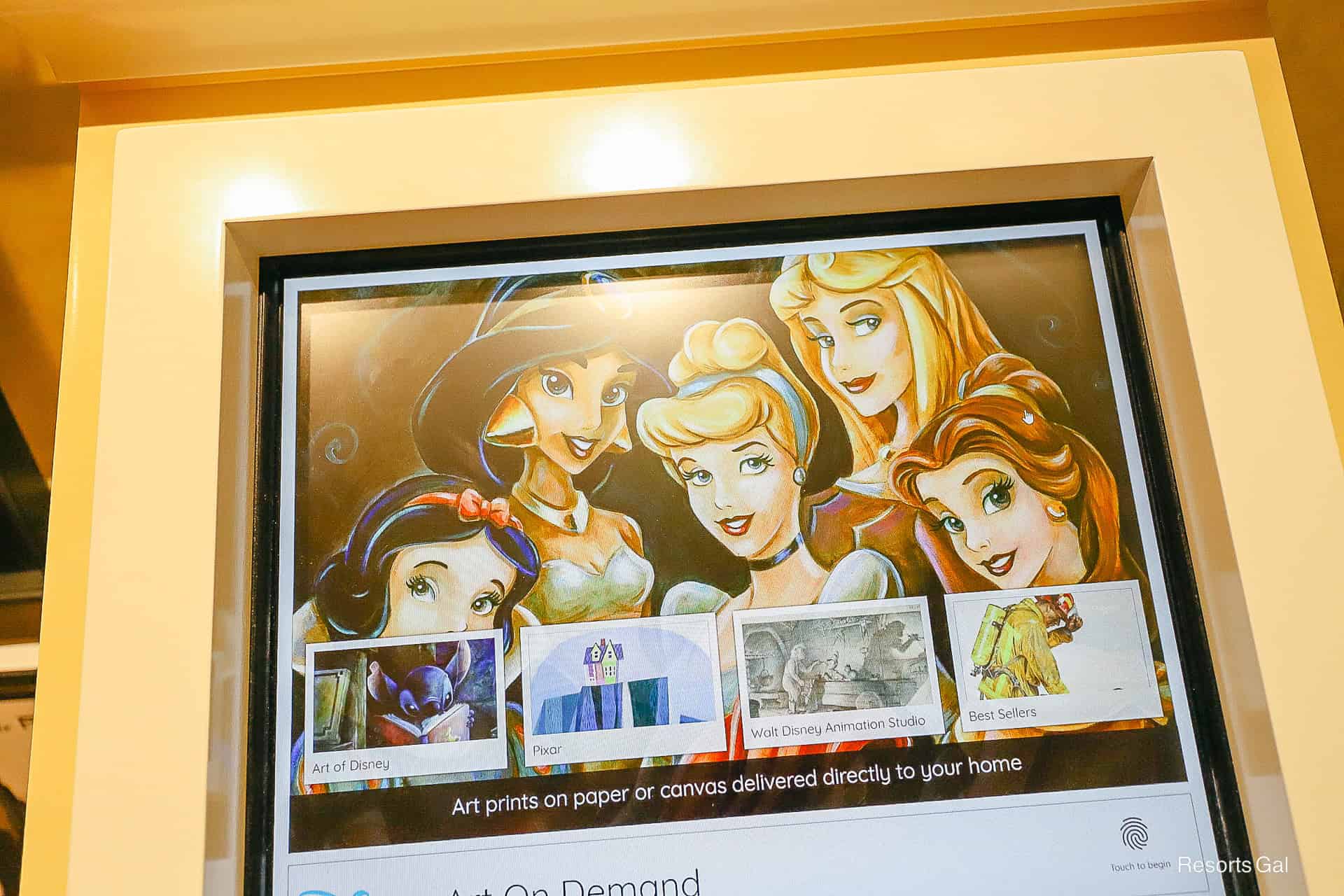screen with art on demand options at the Beach Club
