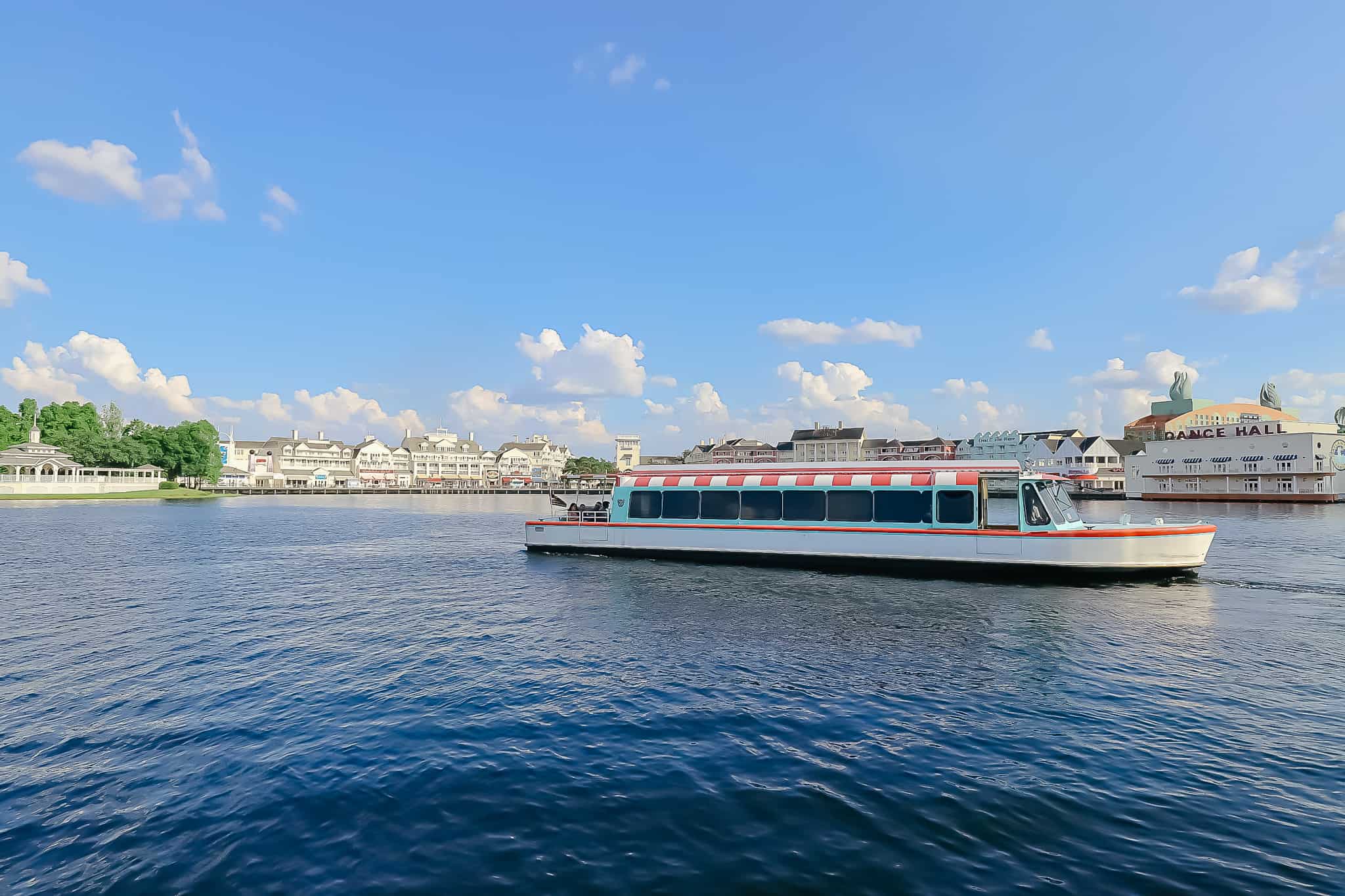 A friendship boat passing the Boardwalk area. 