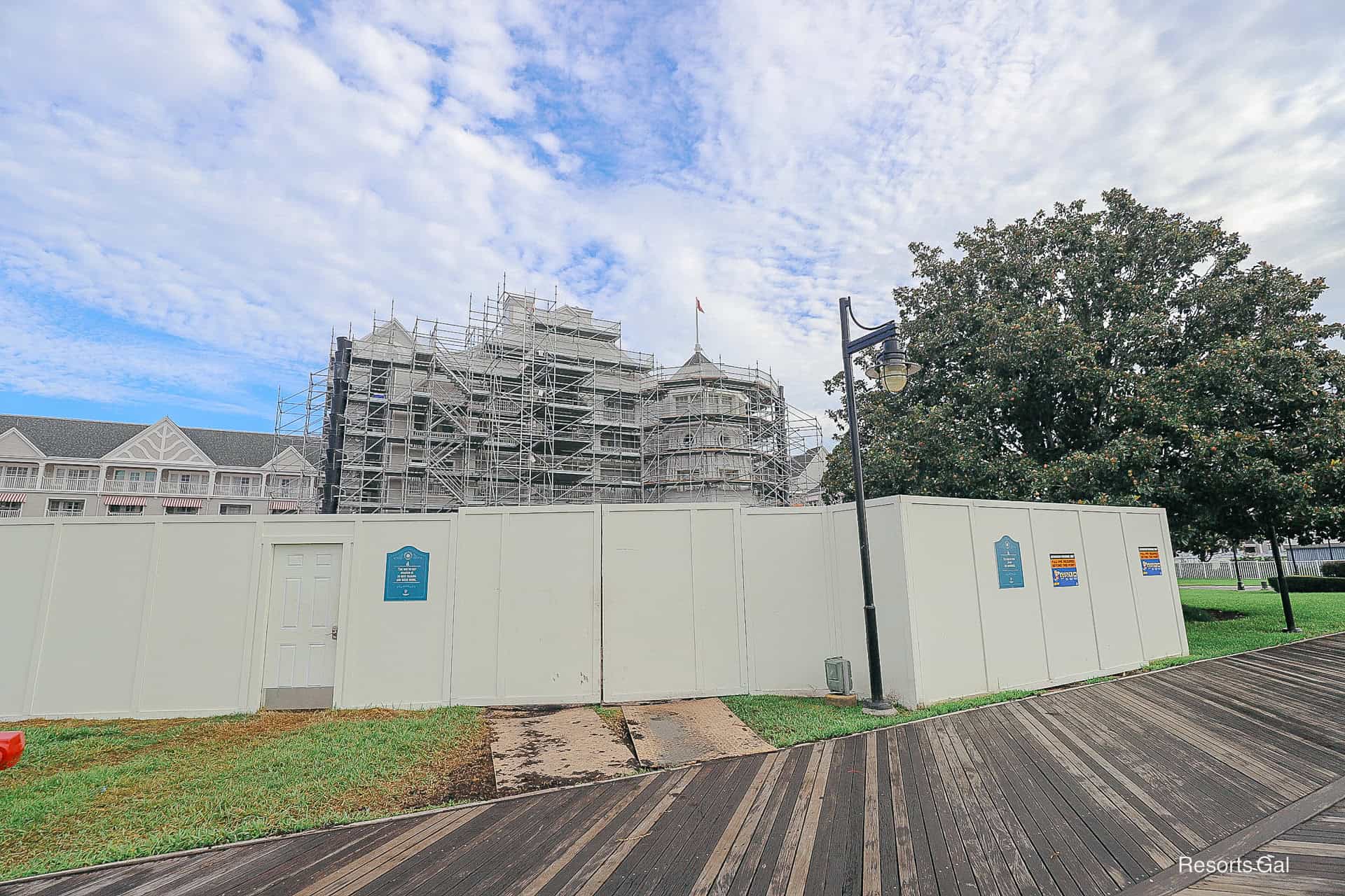 fencing up around the Yacht Club as of early August 2026