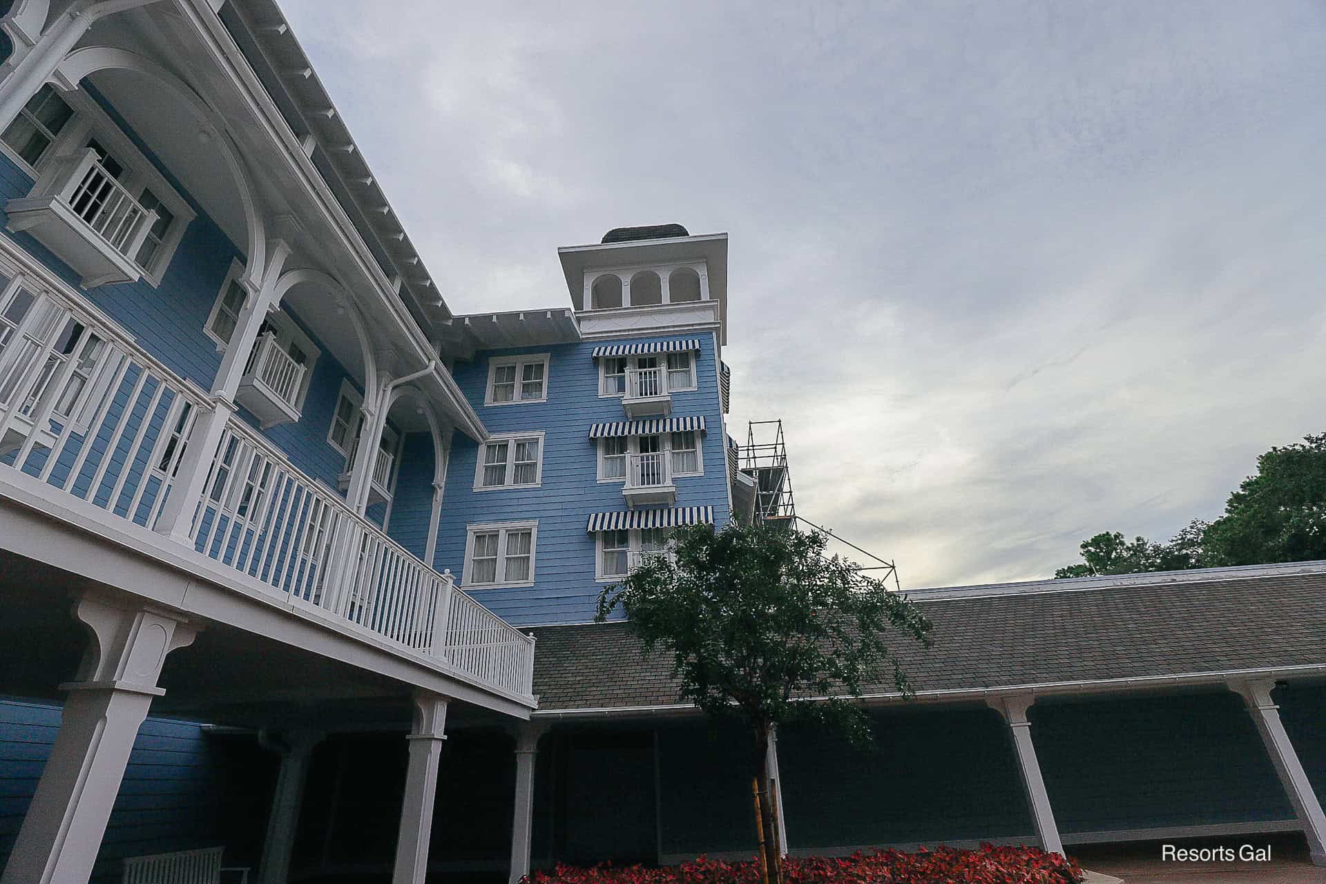 construction scaffolding near the main entrance of Disney's Beach Club