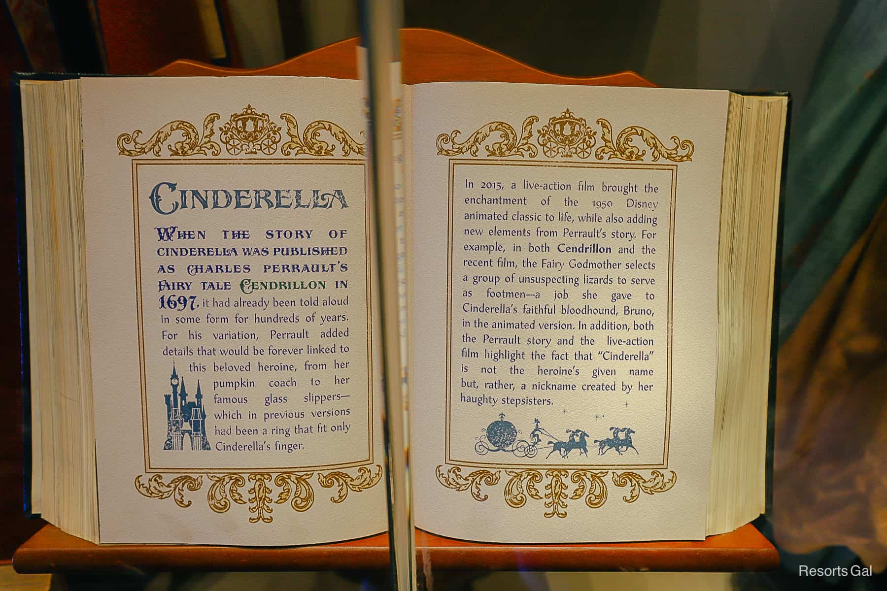 a book open that tells the history of Cinderella 