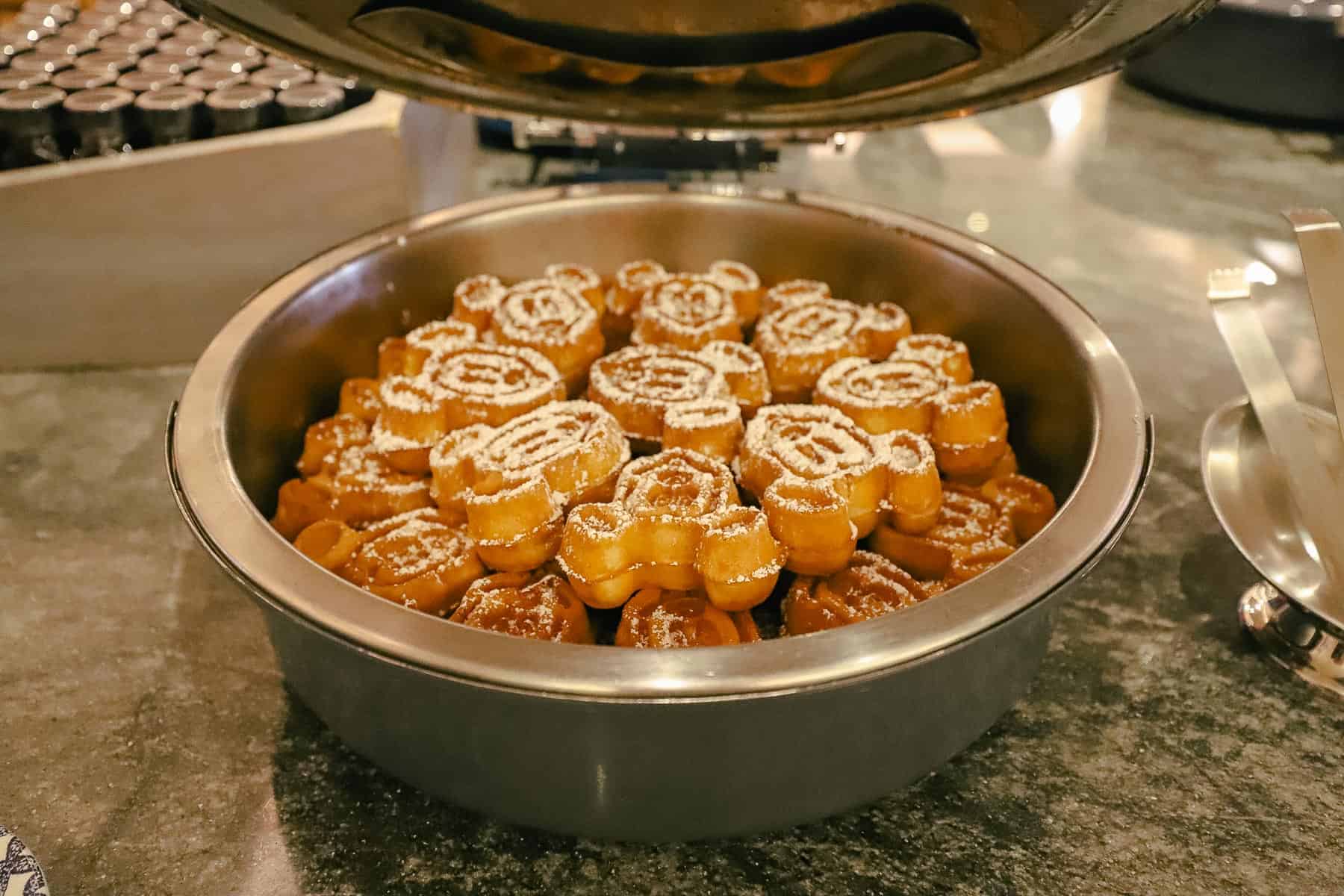 a large serving of Mickey waffles 
