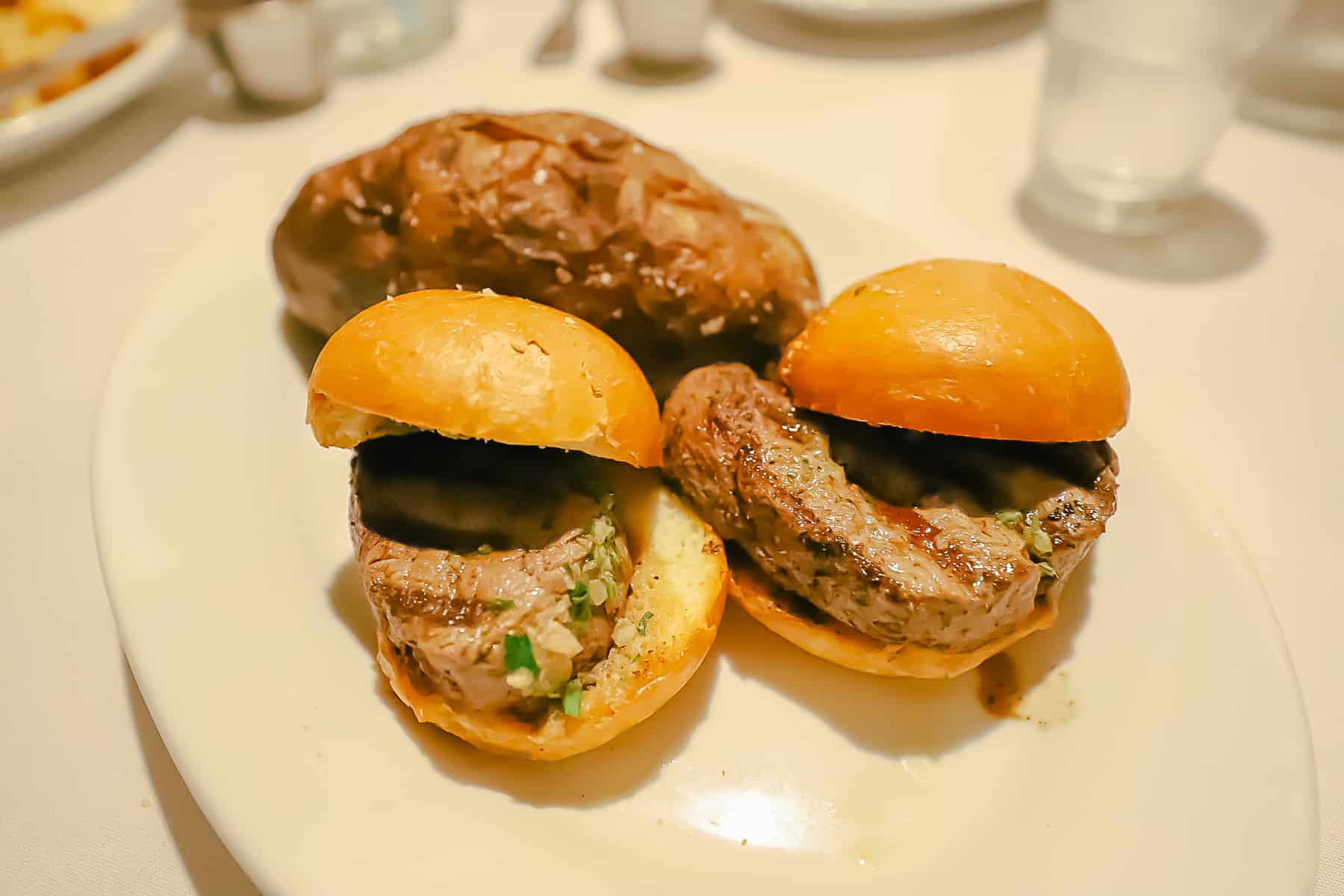 filet mignon sliders with a baked potato 