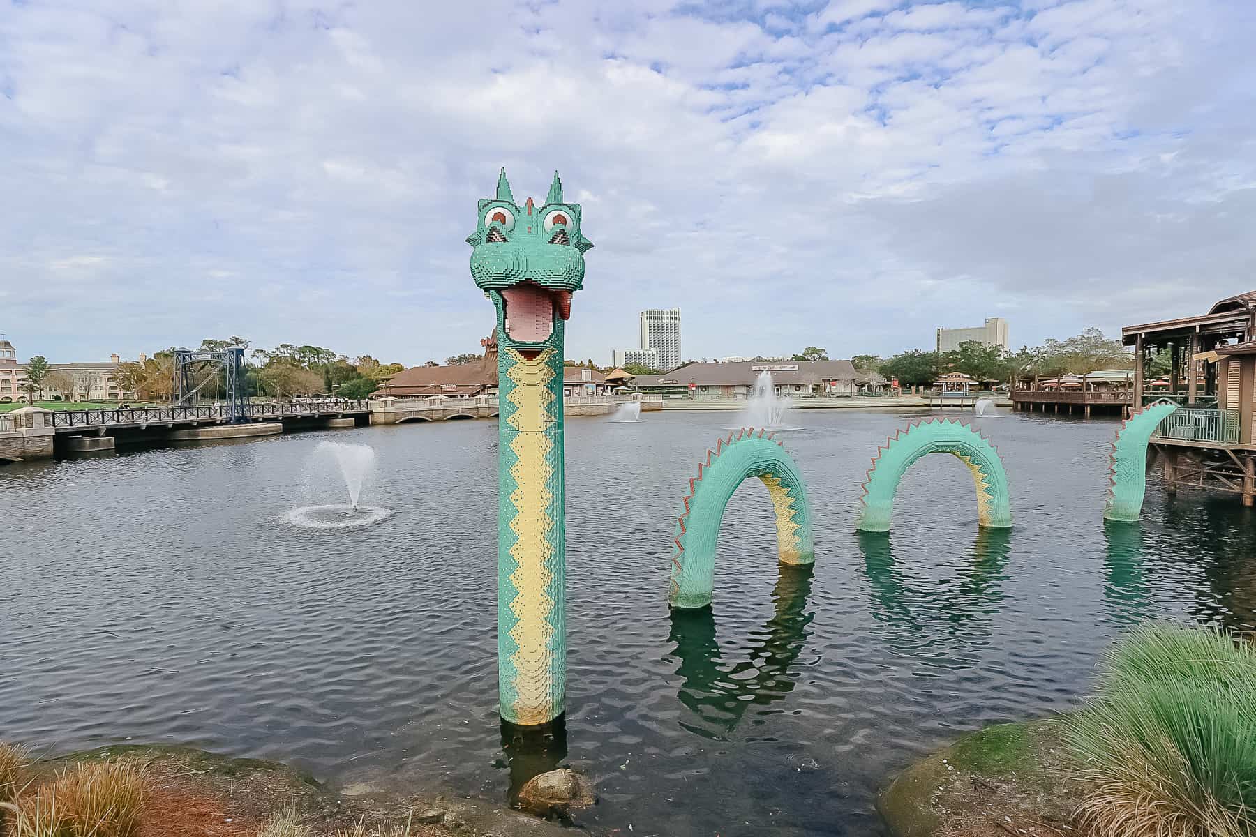 Brickly the Lego sea serpent at Disney Springs