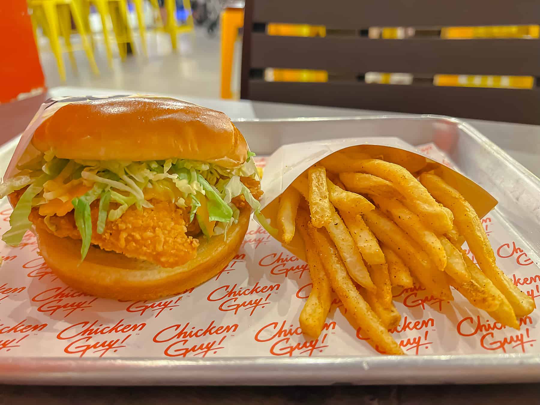 a chicken sandwich and fries from Chicken Guy! 