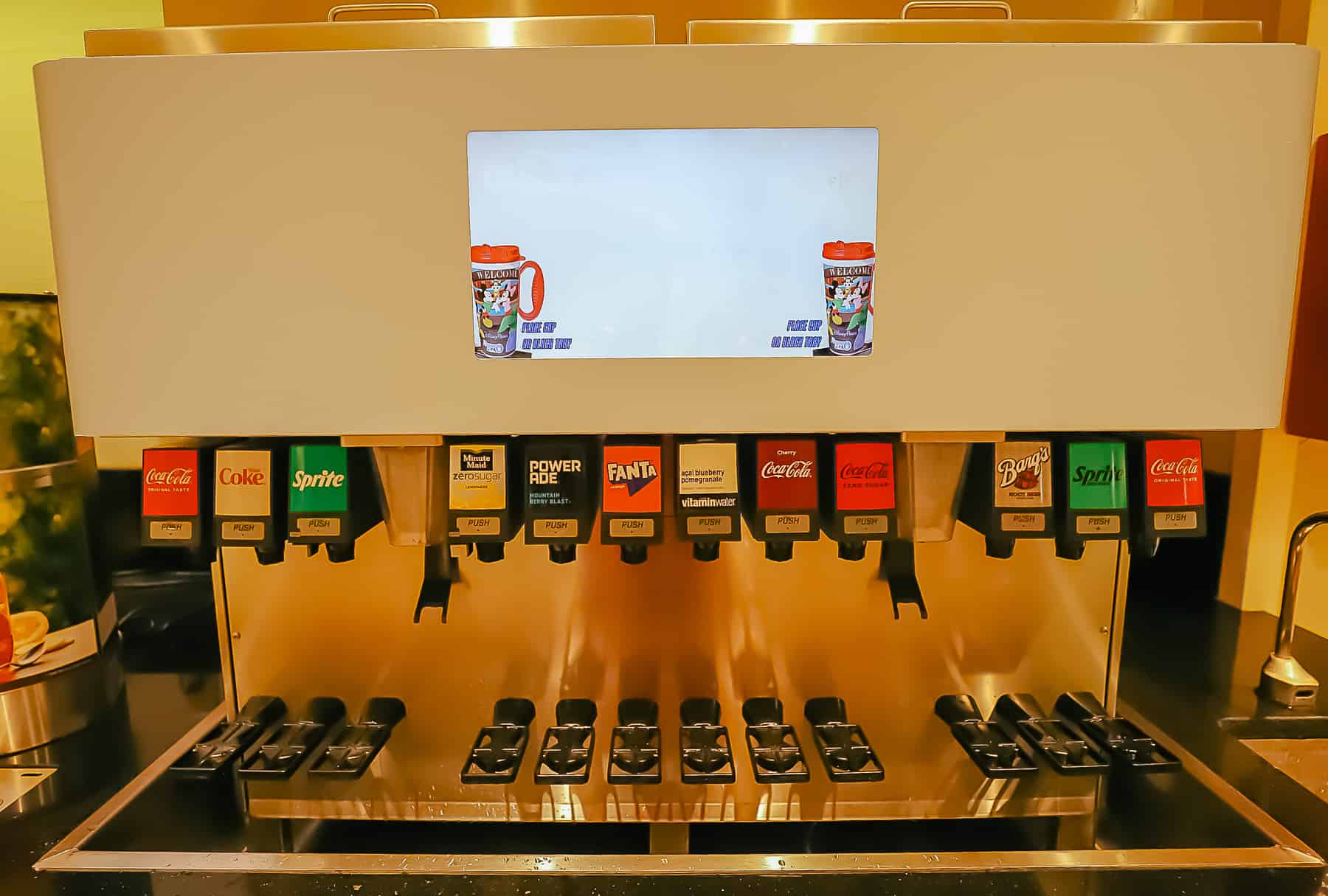 Beverage selection at the refill station at Beach Club Marketplace 