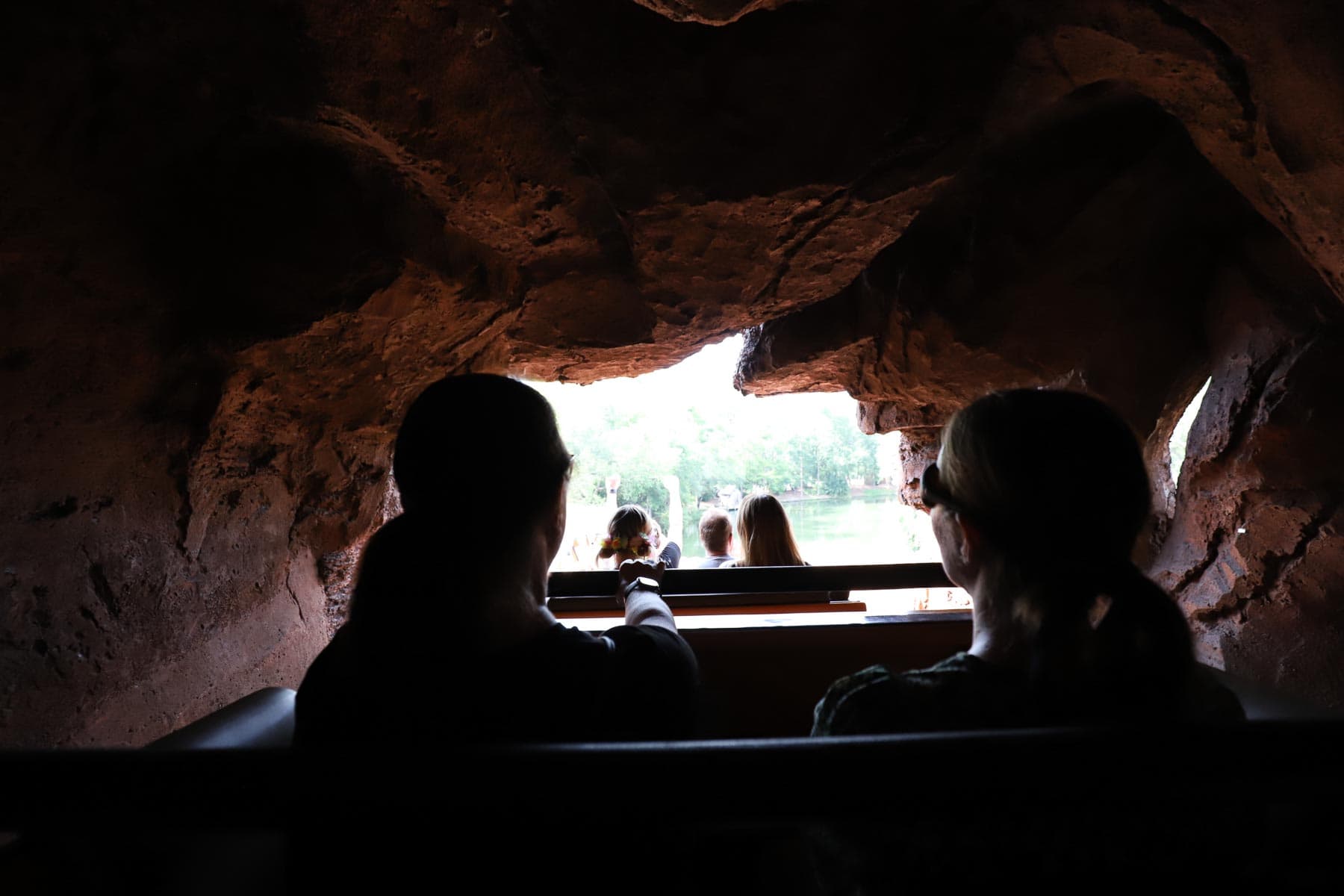 Heading out of the mine shaft on the initial lift of Big Thunder Mountain Railroad. 