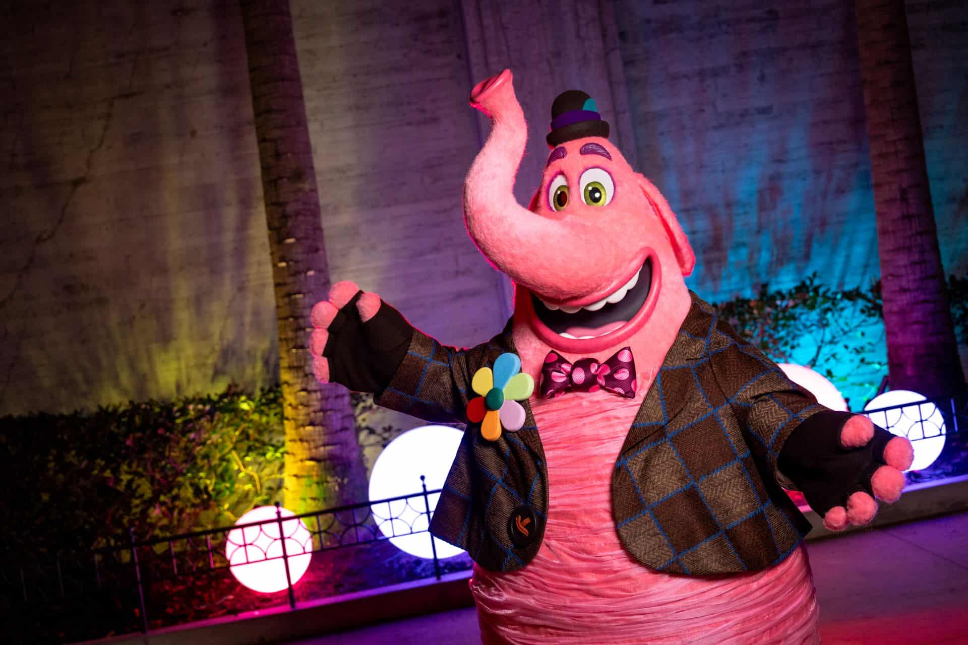 Bing Bong in a black jacket with colorful bow tie